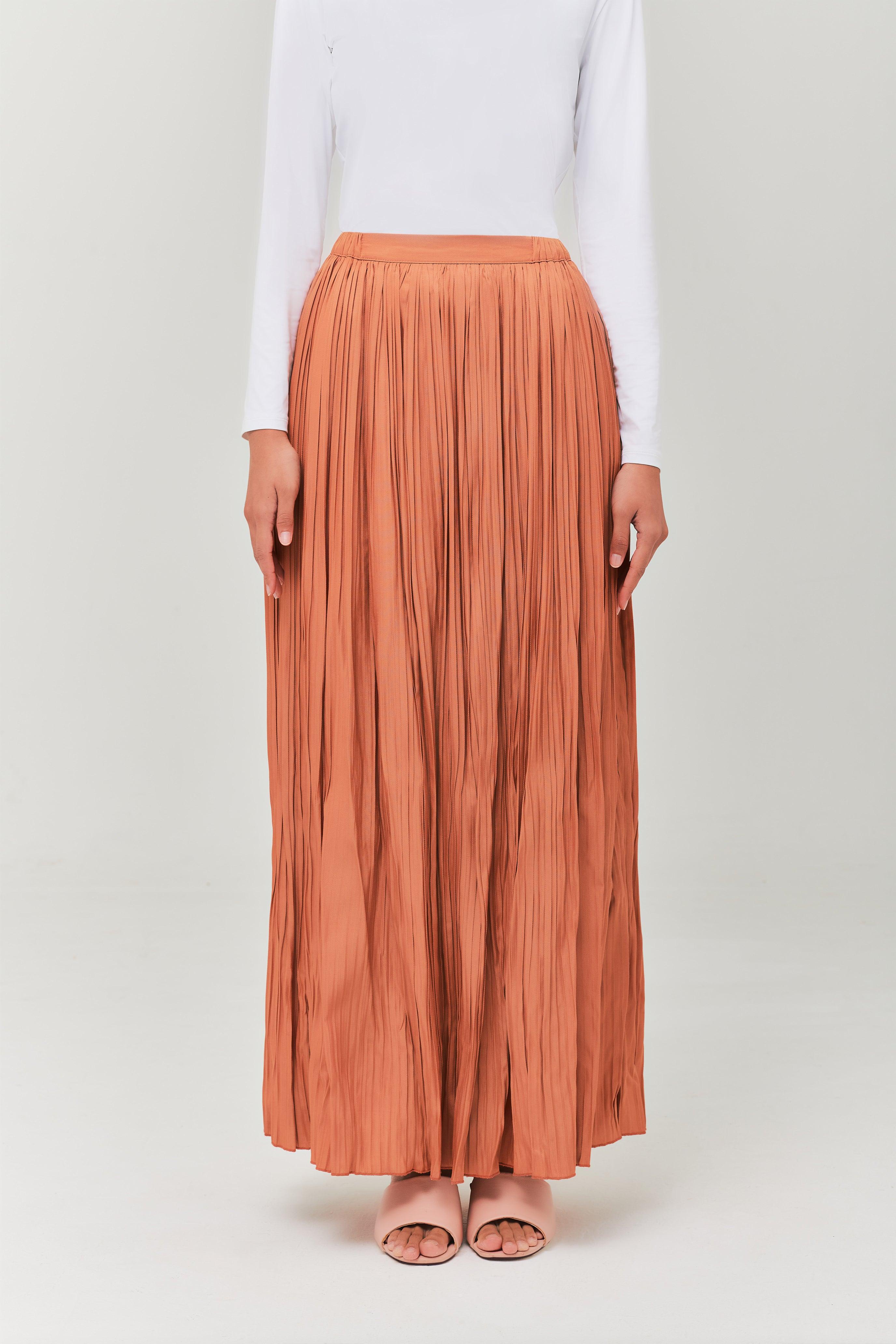 Brown Pleated Skirt - Mimpikita