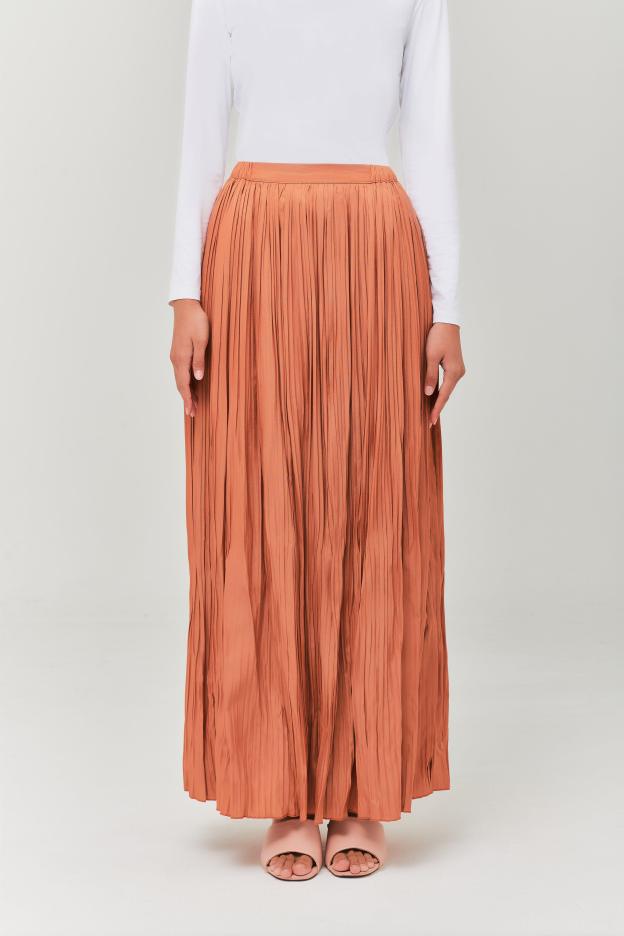 Brown Pleated Skirt - Mimpikita