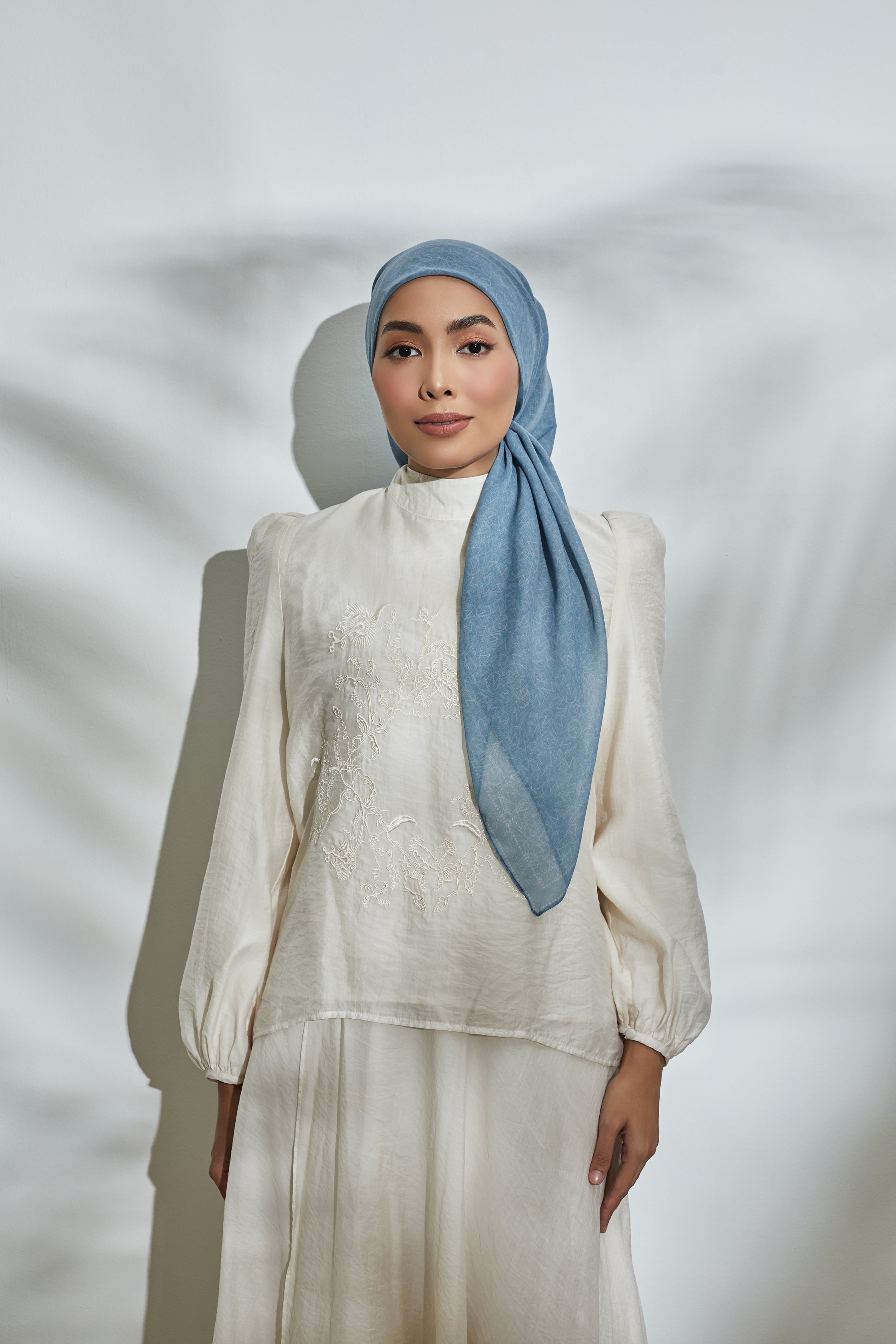 Flown Away Steel Blue Head Square Scarf