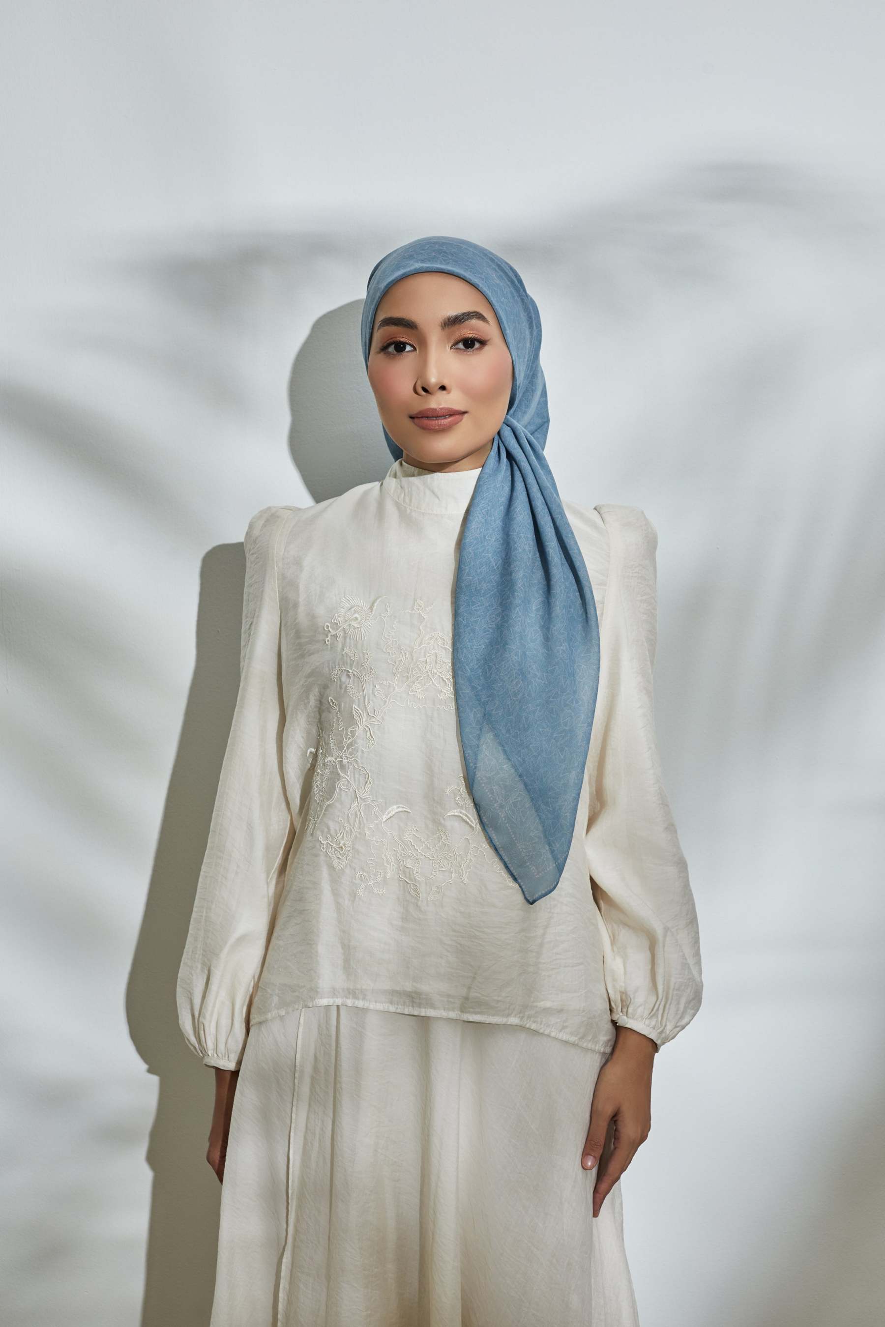 Flown Away Steel Blue Head Square Scarf