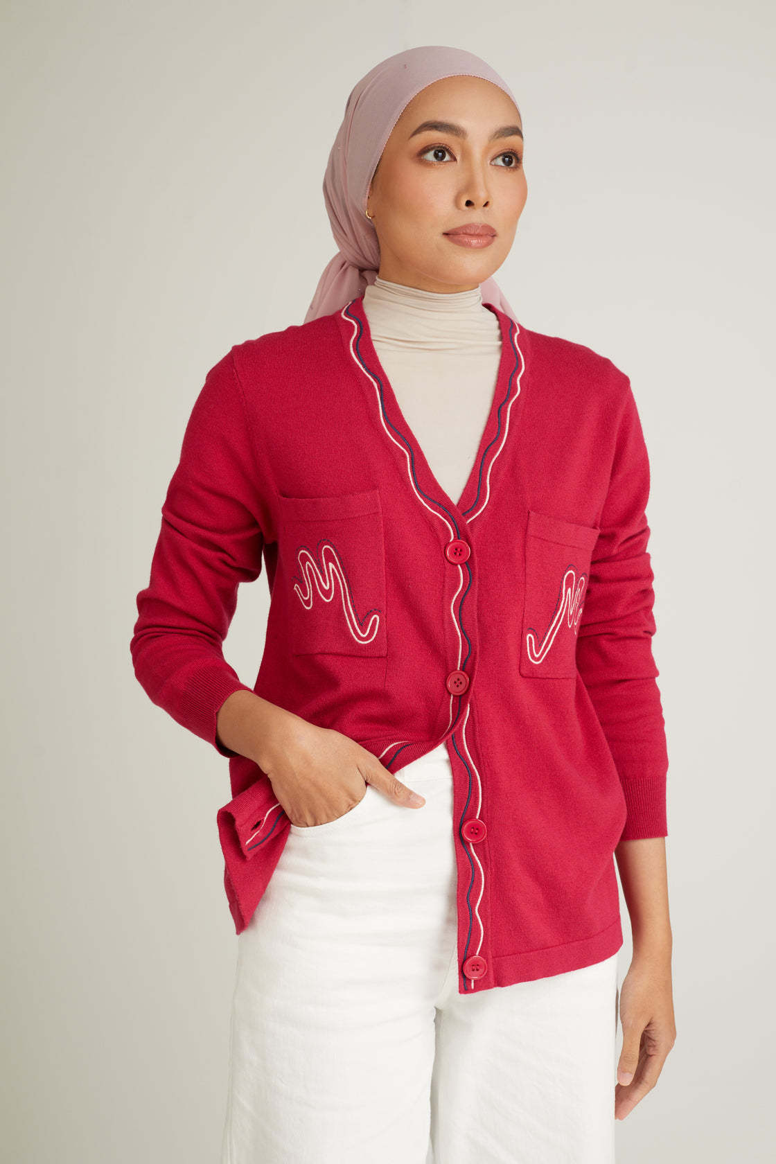 Chéri Fuchsia Wool Cardigan for Women