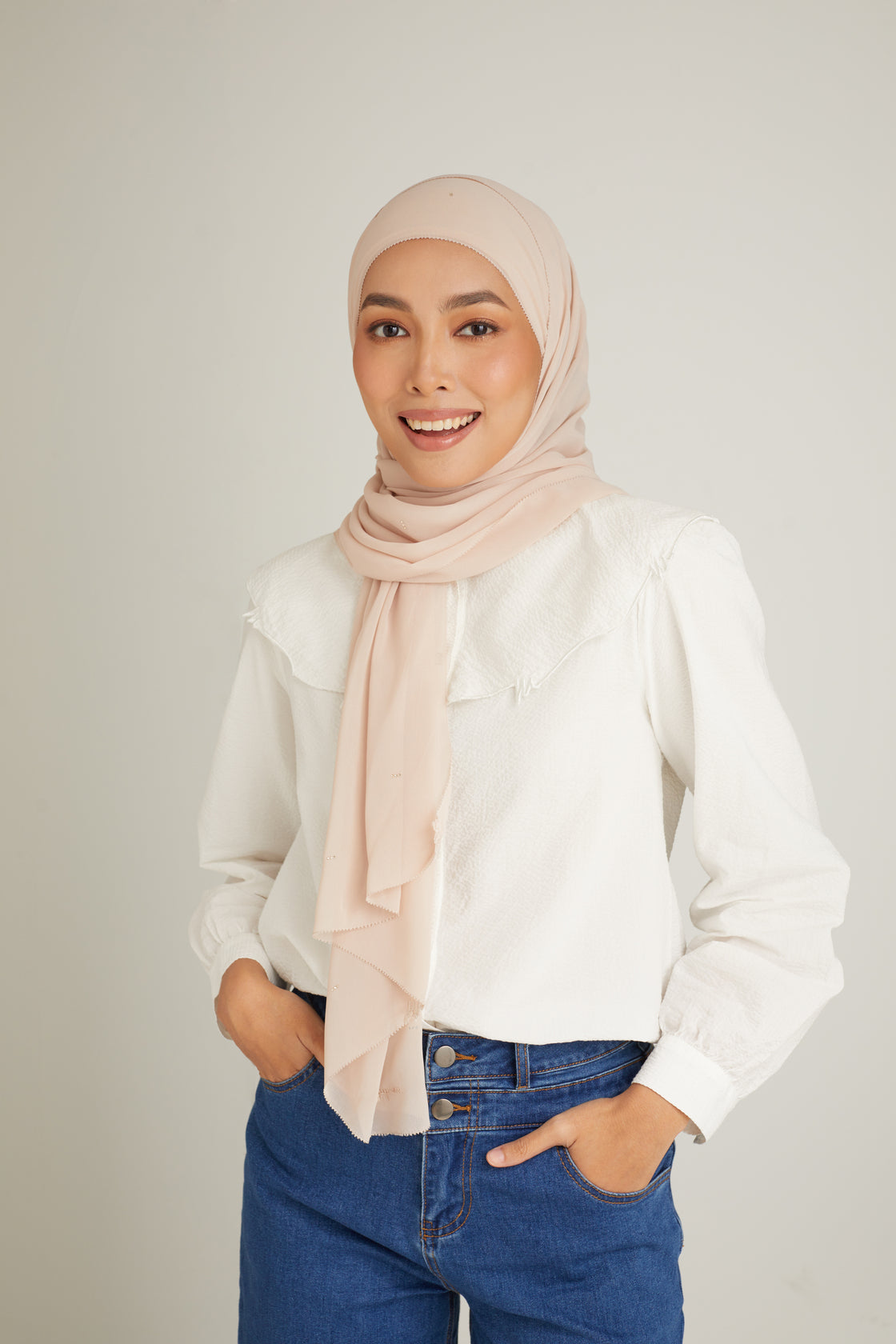 Cacia Soft Nude Chiffon Shawl