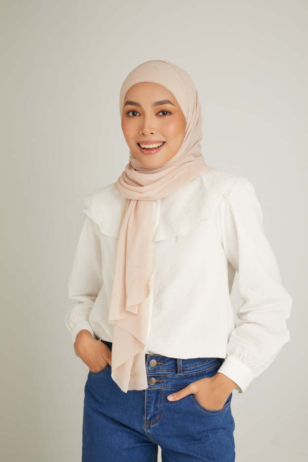 Cacia Soft Nude Chiffon Shawl