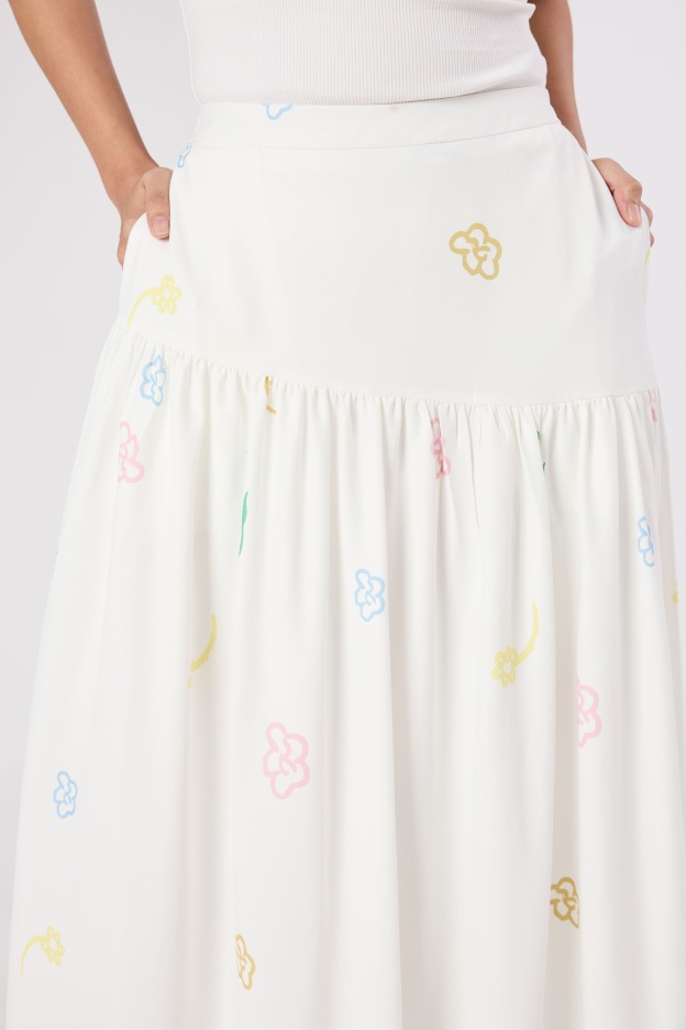 Charlotte White Floral Printed Skirt