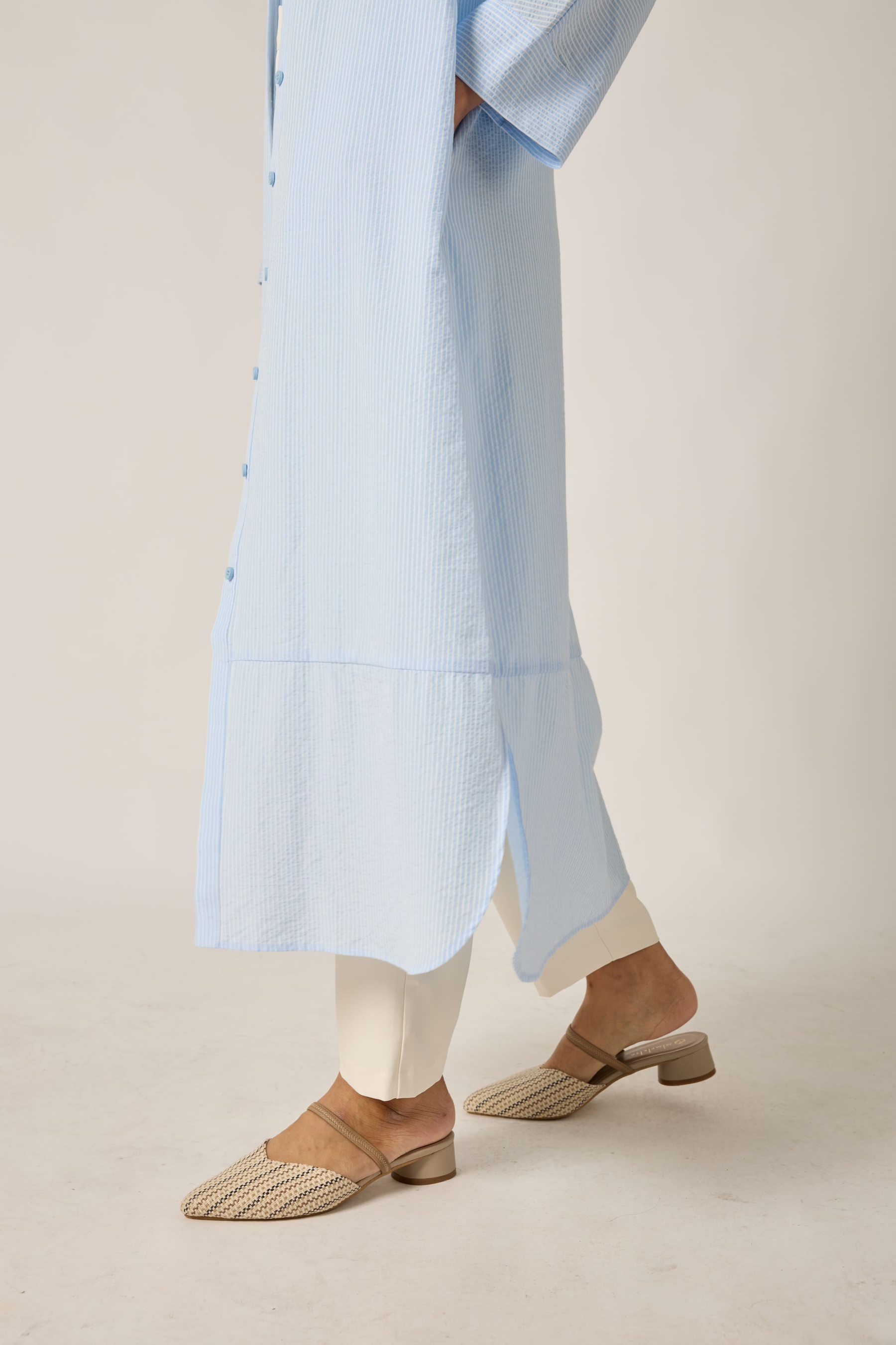 Baby Blue Shirt Striped Dress - Women's