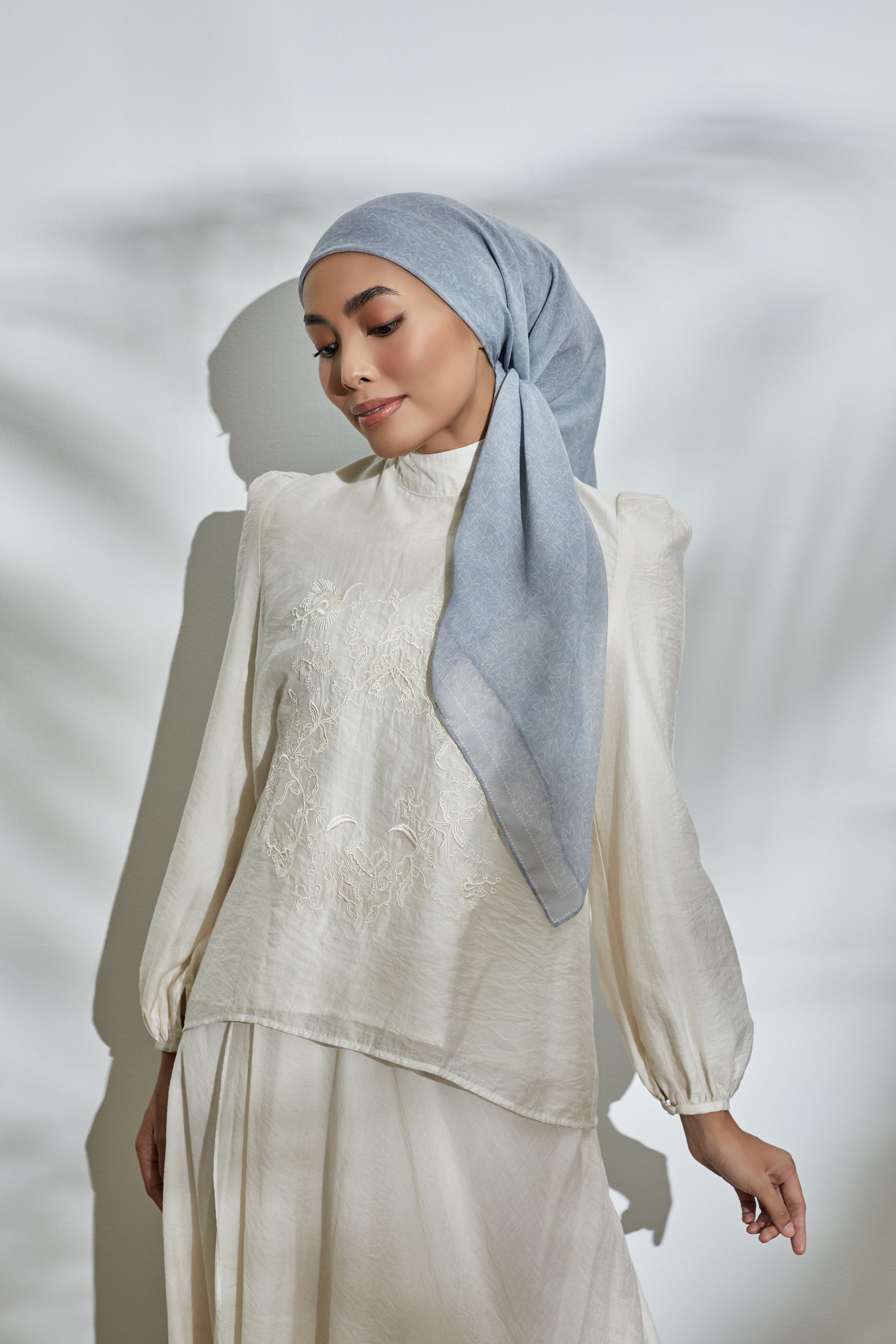 Flown Away Greyish Blue Square Scarf