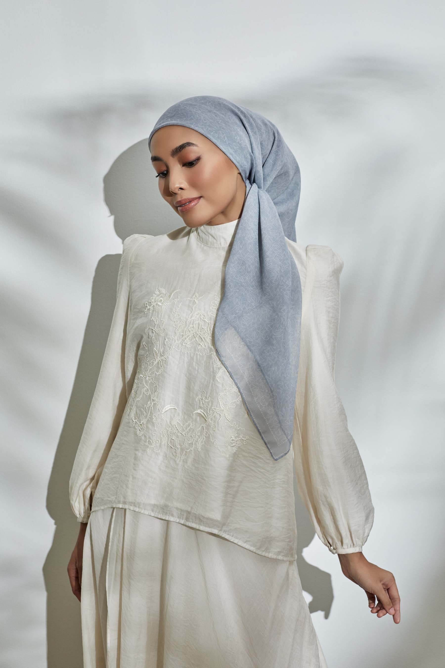 Flown Away Greyish Blue Square Scarf