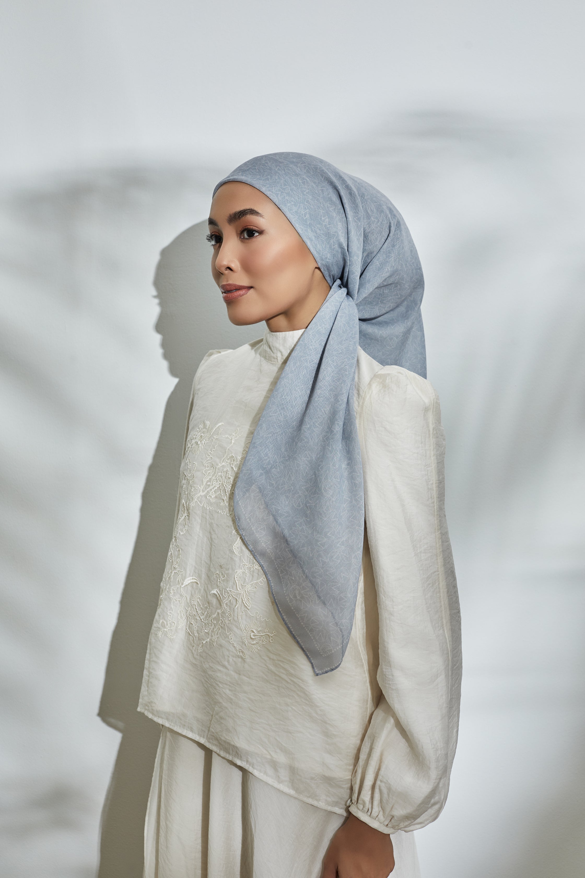 Flown Away Greyish Blue Square Scarf