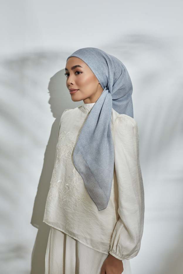 Flown Away Greyish Blue Square Scarf
