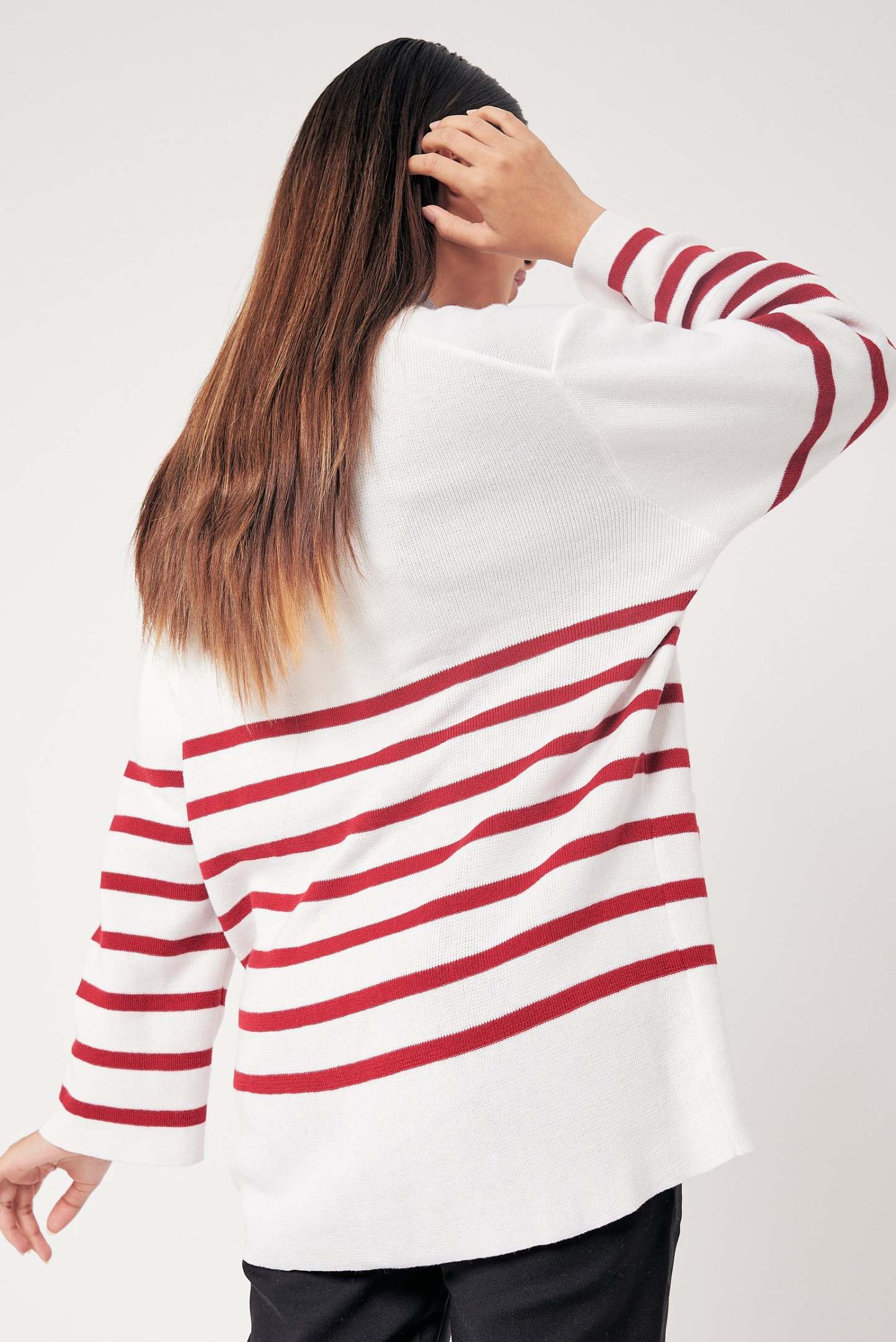 Charlene White Striped Cardigan