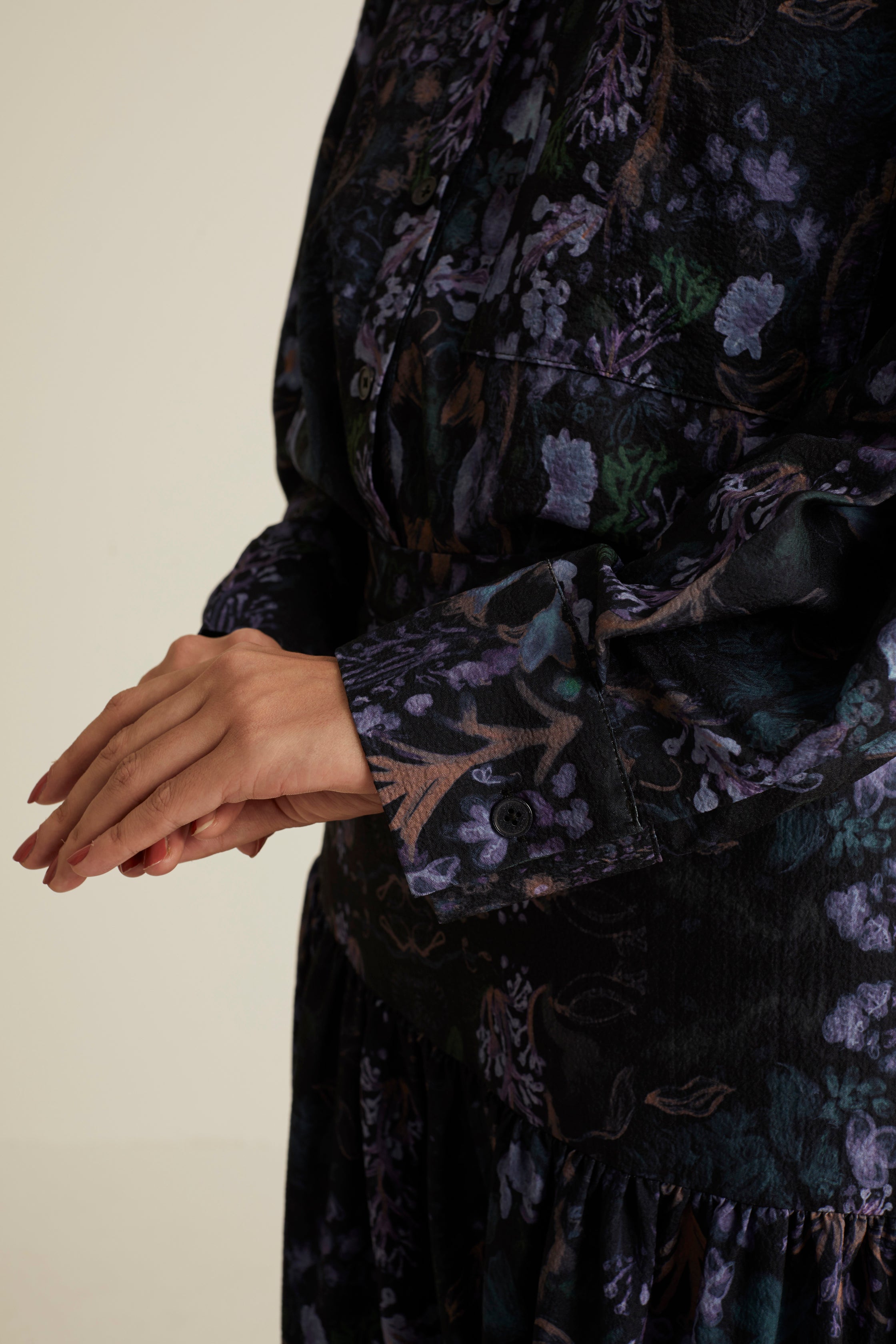 Esme Black Printed Shirt with Long Sleeve