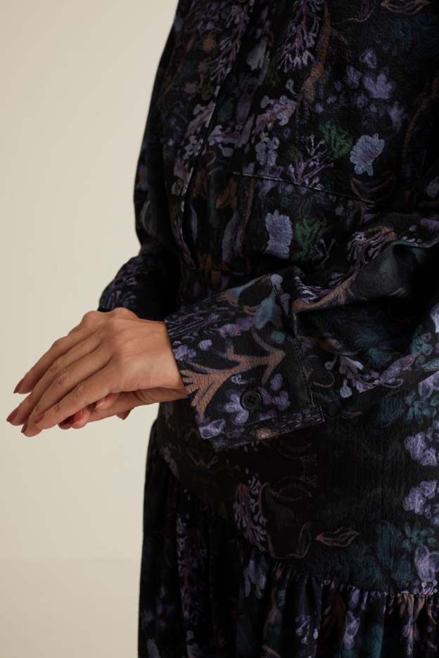 Esme Black Printed Shirt with Long Sleeve