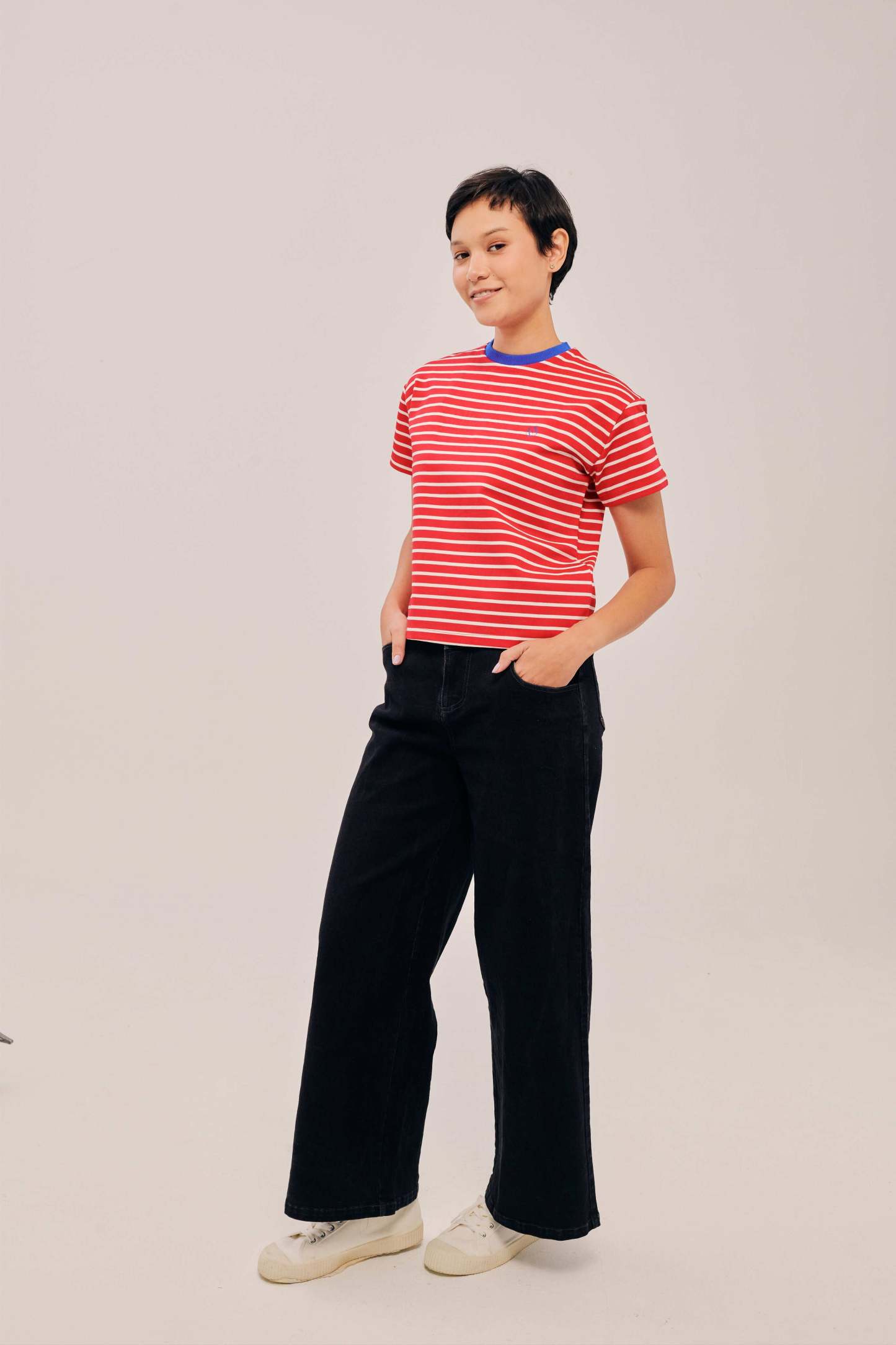 Mini Classic Embroidered Red and White Striped Shirt
