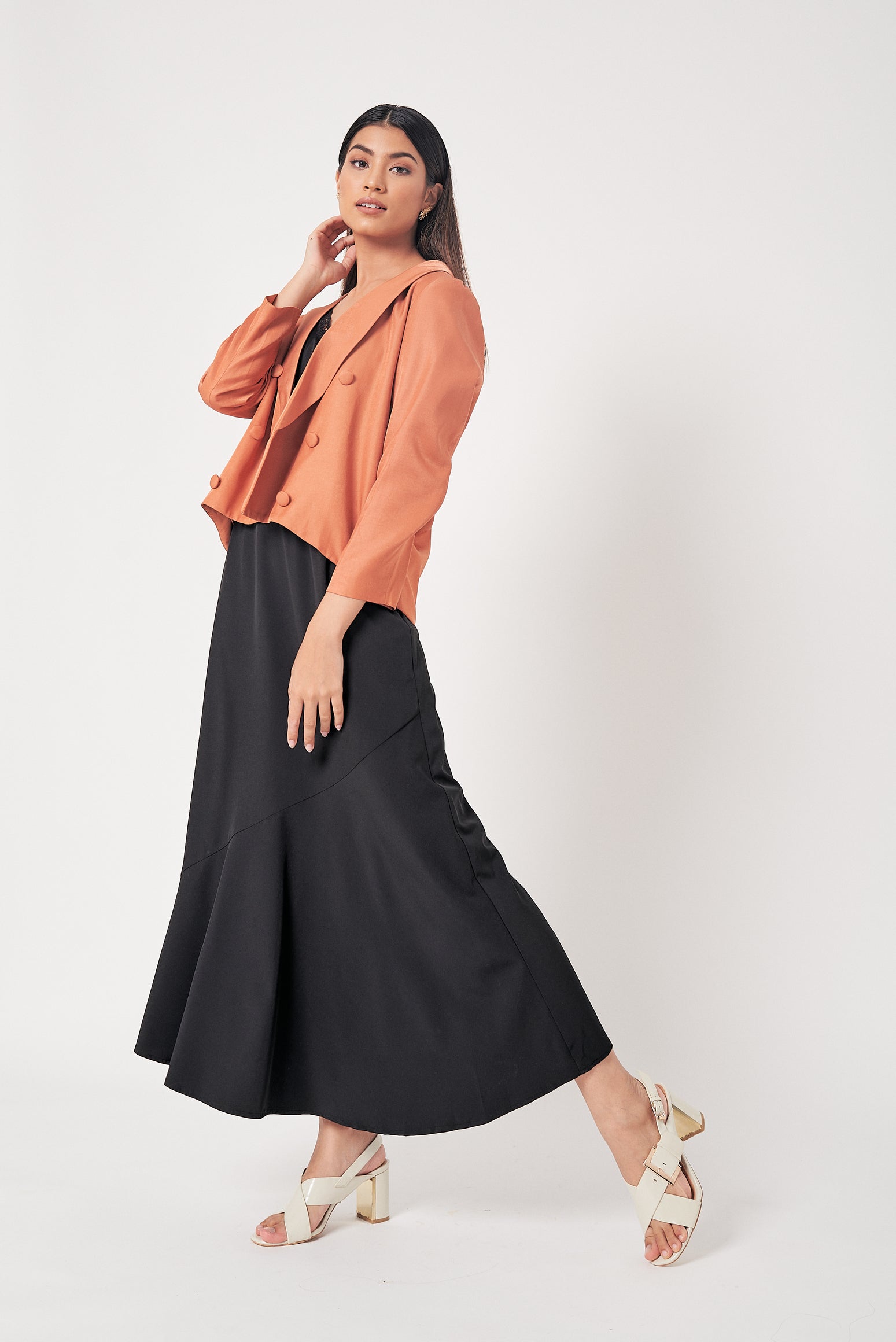 Black Side Bias Skirt