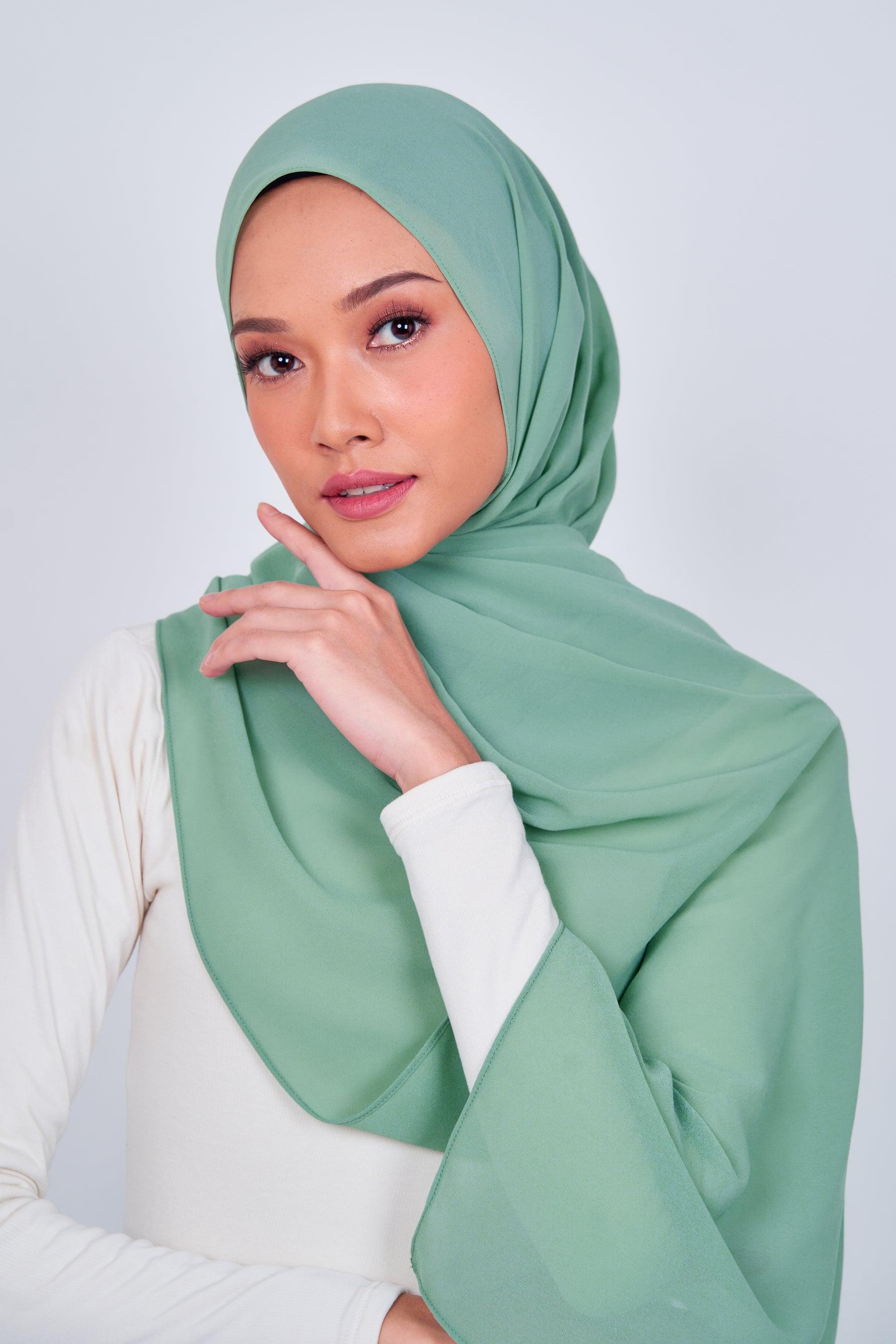 Women's Chiffon Shawl in Smoke Green