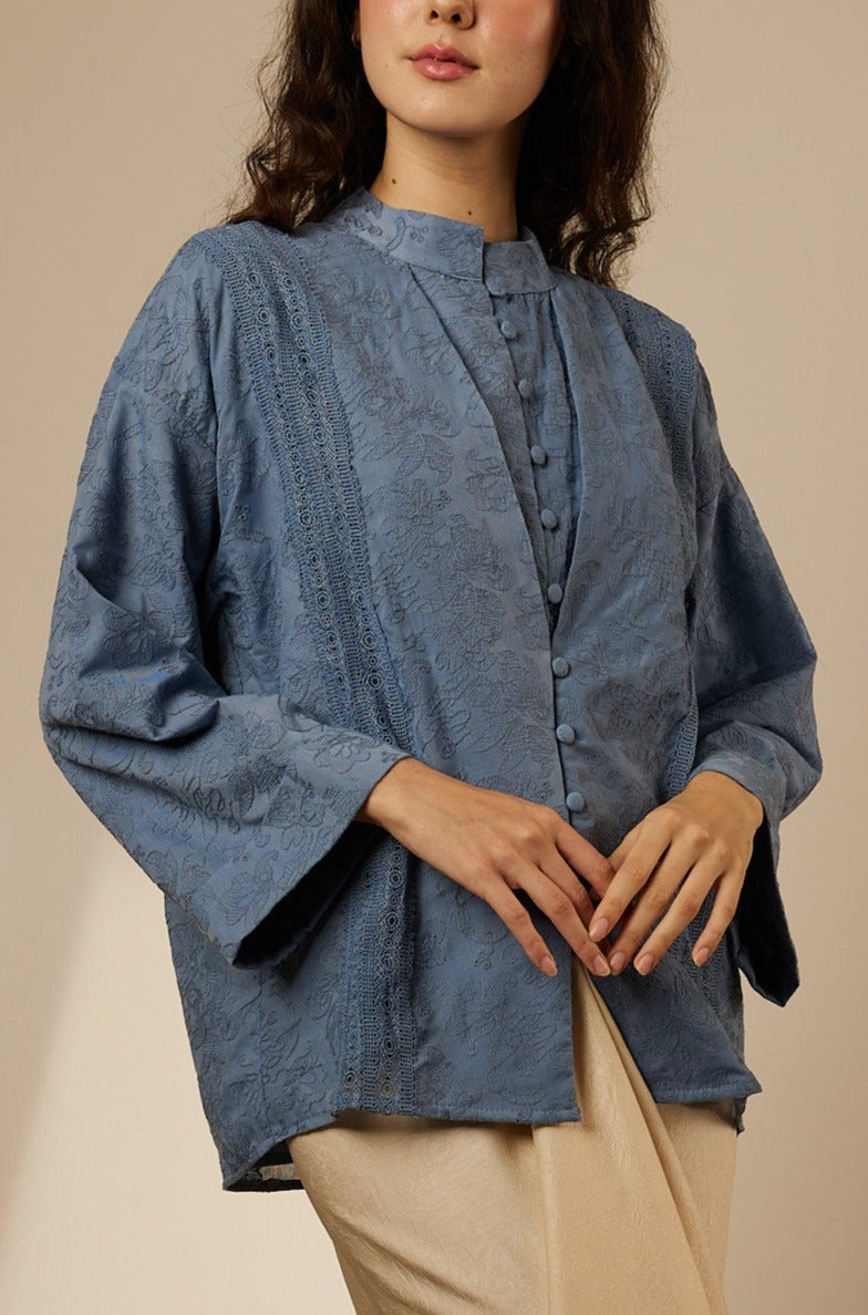 Iris Blue Lace Top