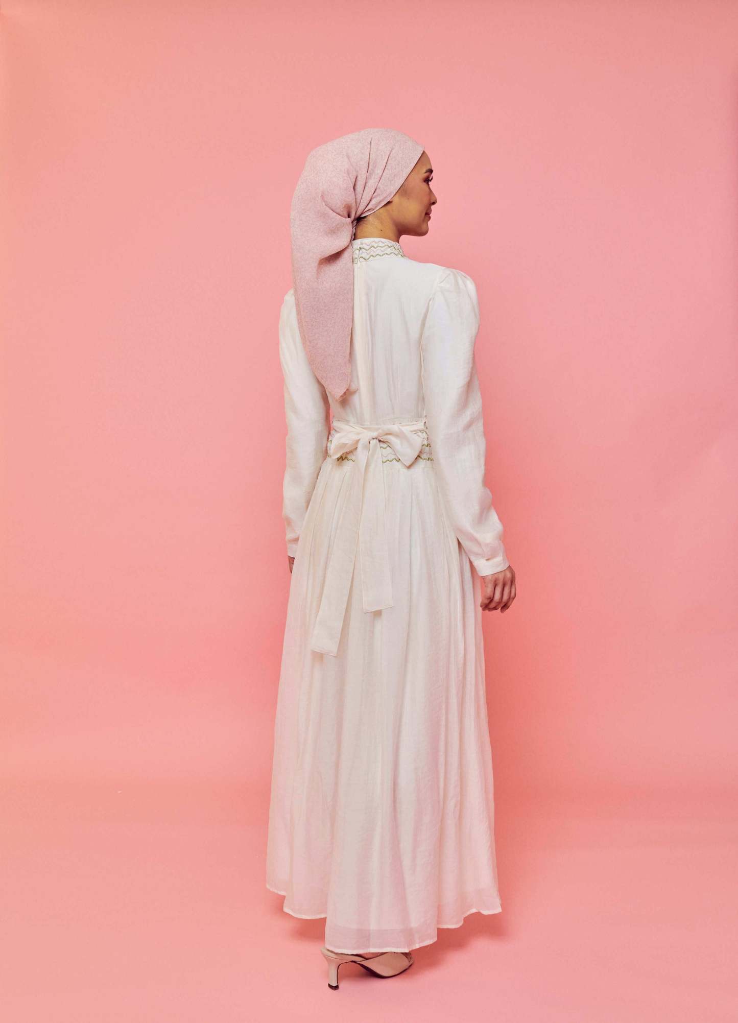 Odilia Ivory Collared Long Sleeve Dress