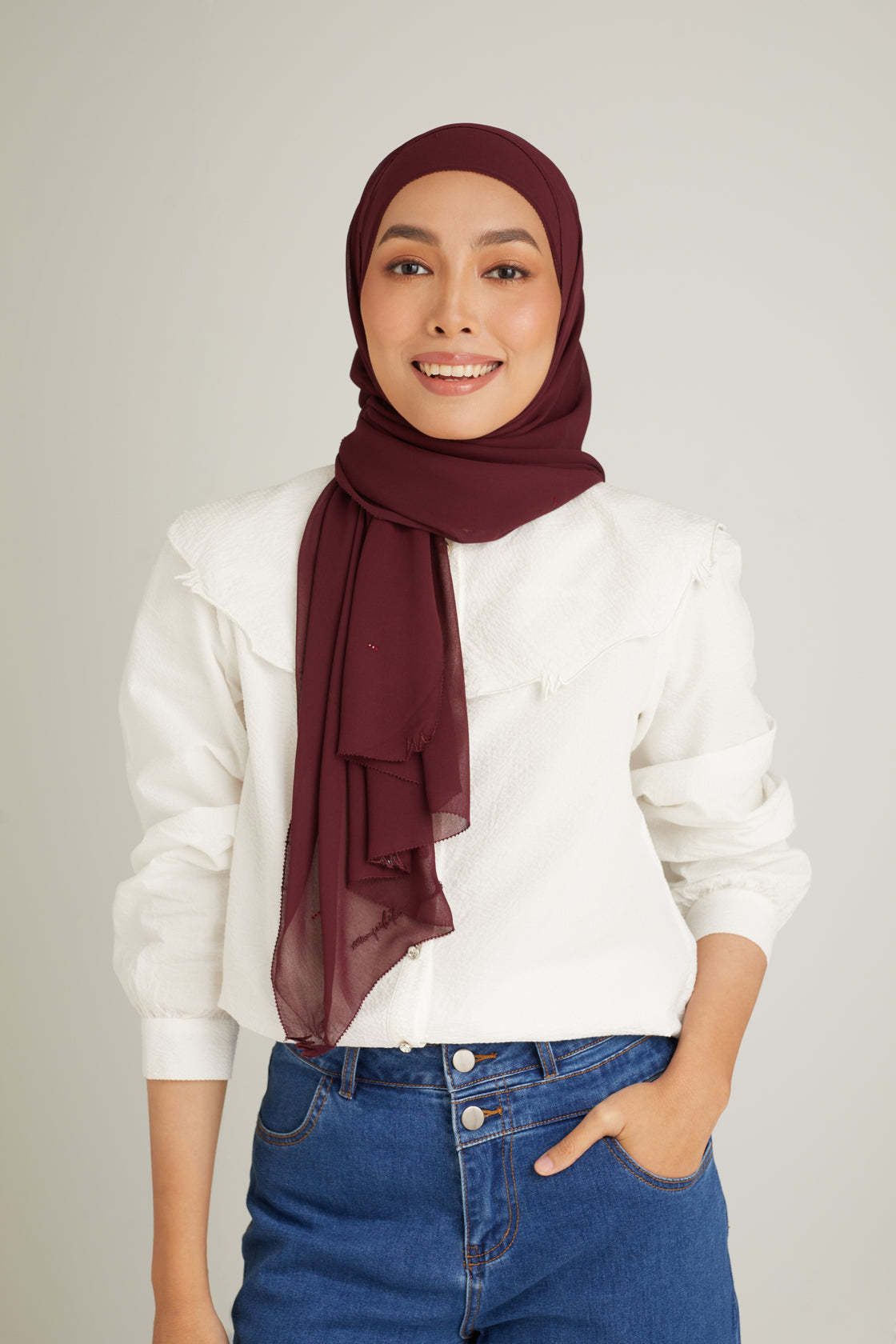 Cacia Plum Chiffon Shawl