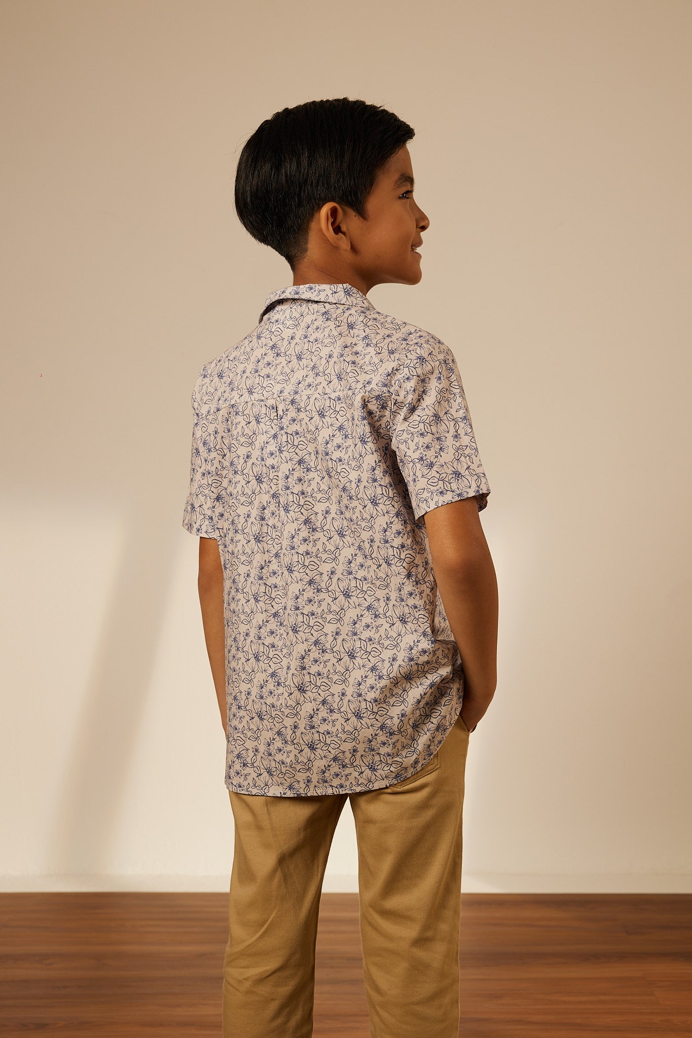 Mini Adi Brown Collared Button-Up Shirt