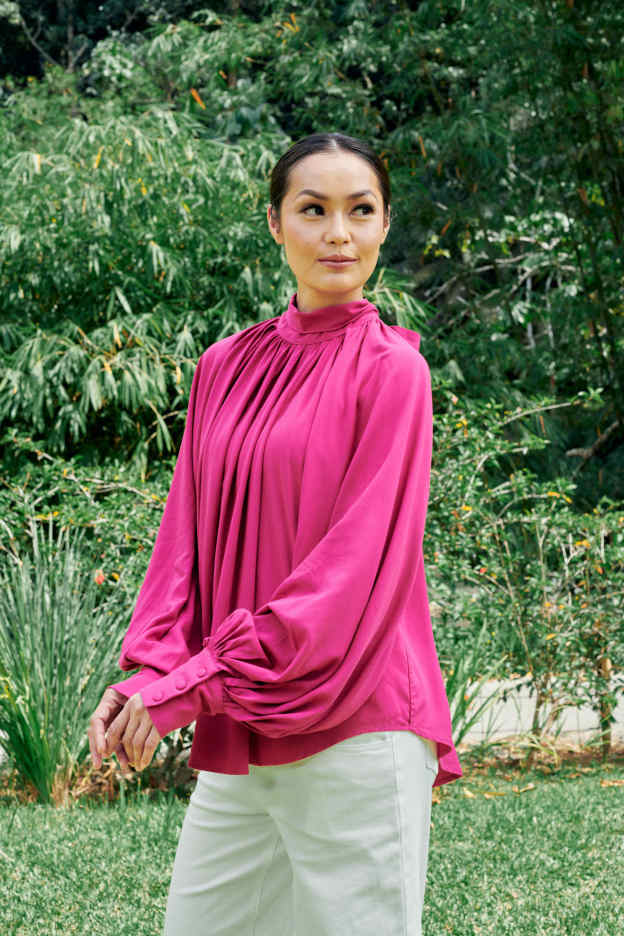 Elsie Magenta Long Sleeve Top