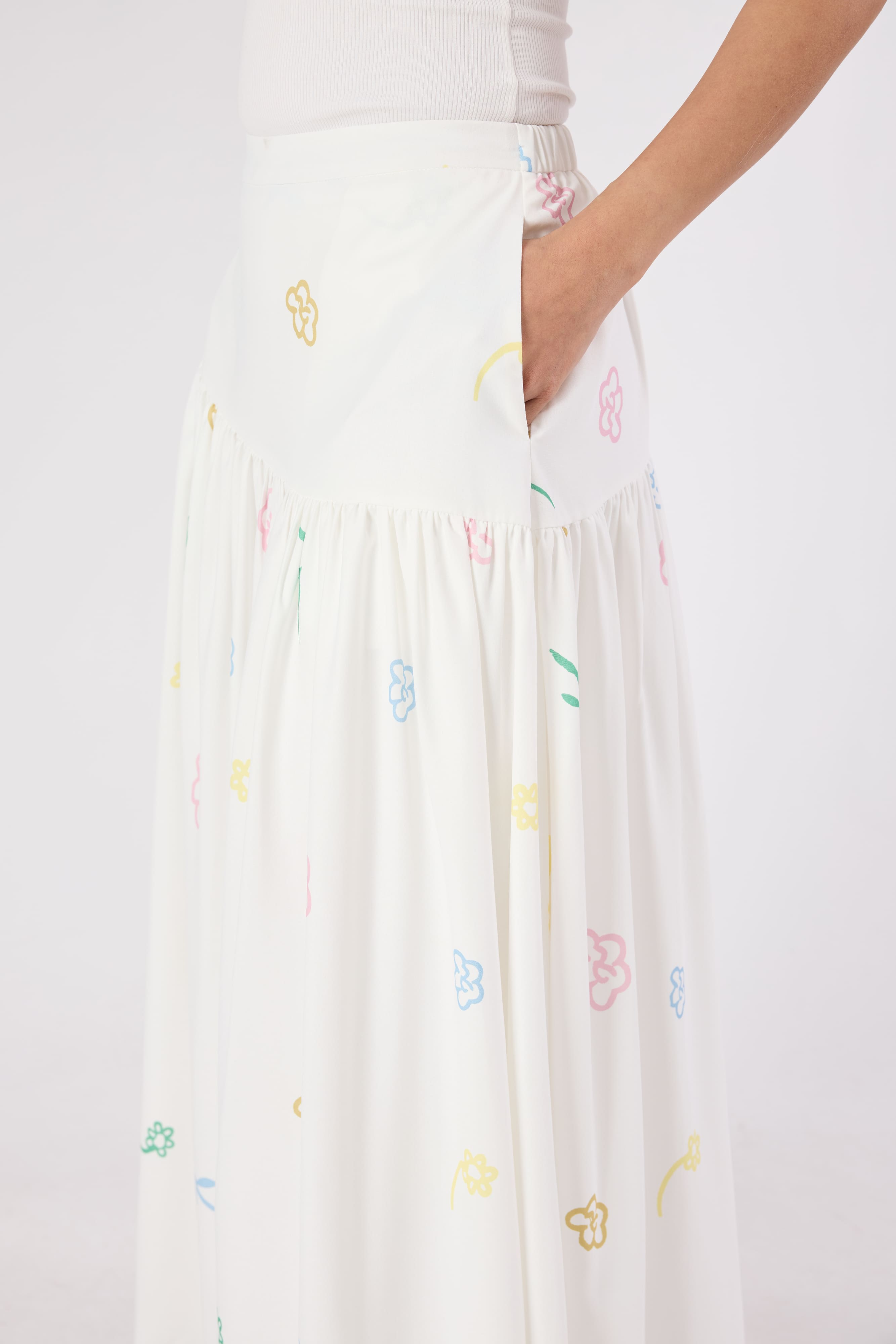 Charlotte White Floral Printed Skirt