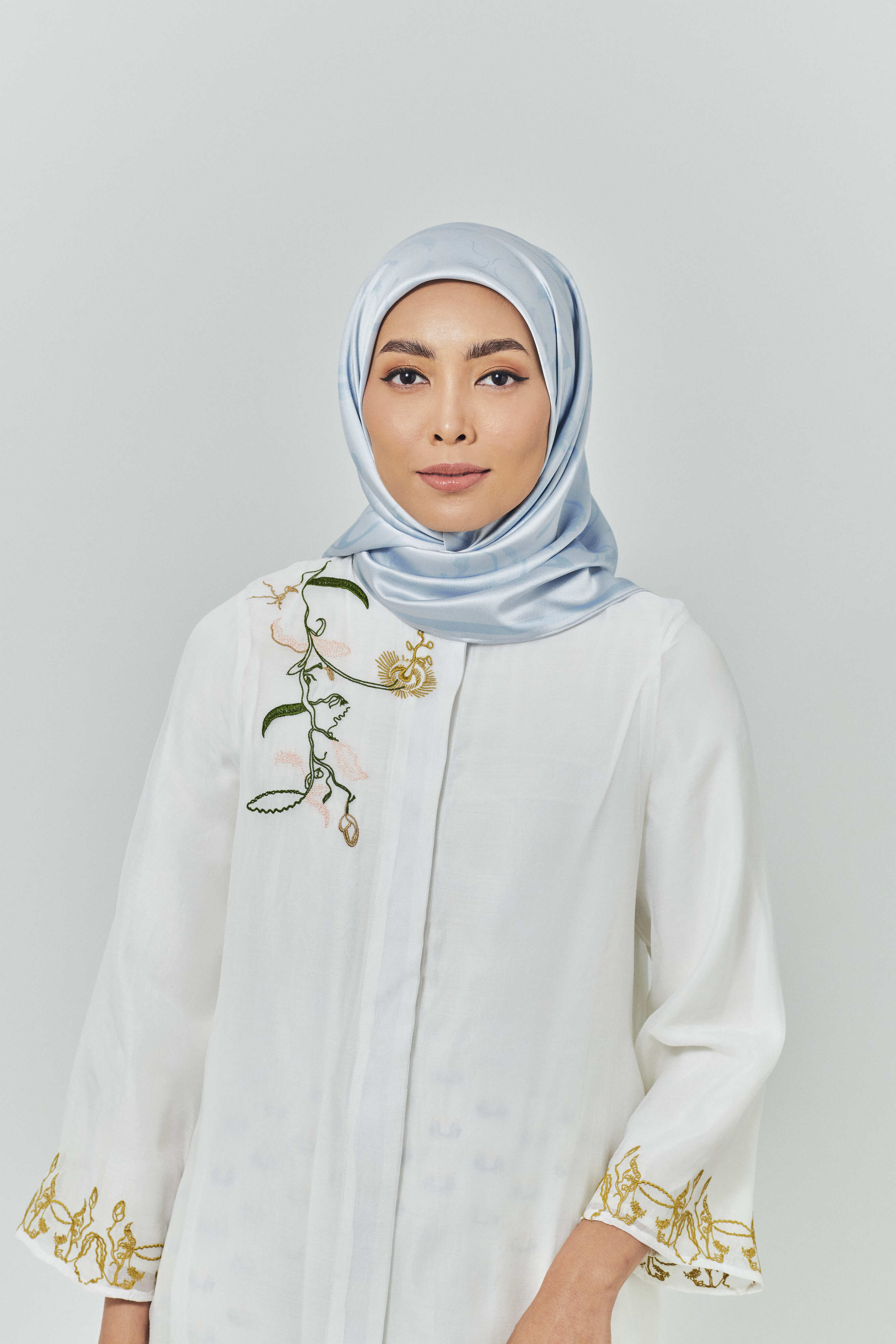Hanna Powder Blue Satin Square Scarf