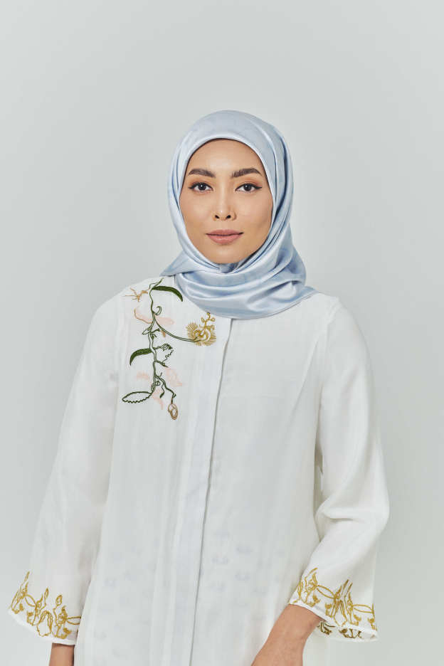 Hanna Powder Blue Satin Square Scarf
