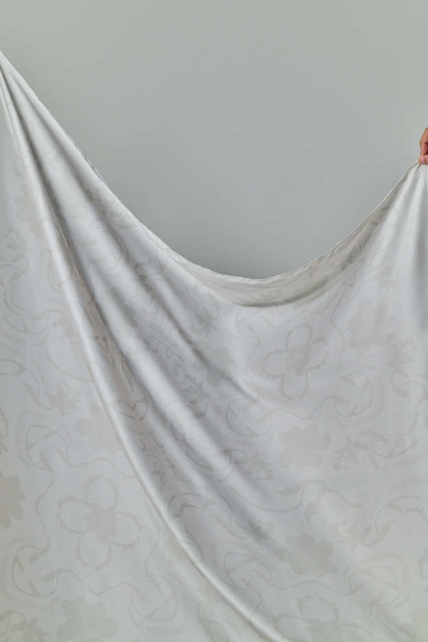 Hanna Ivory Satin Square Scarf