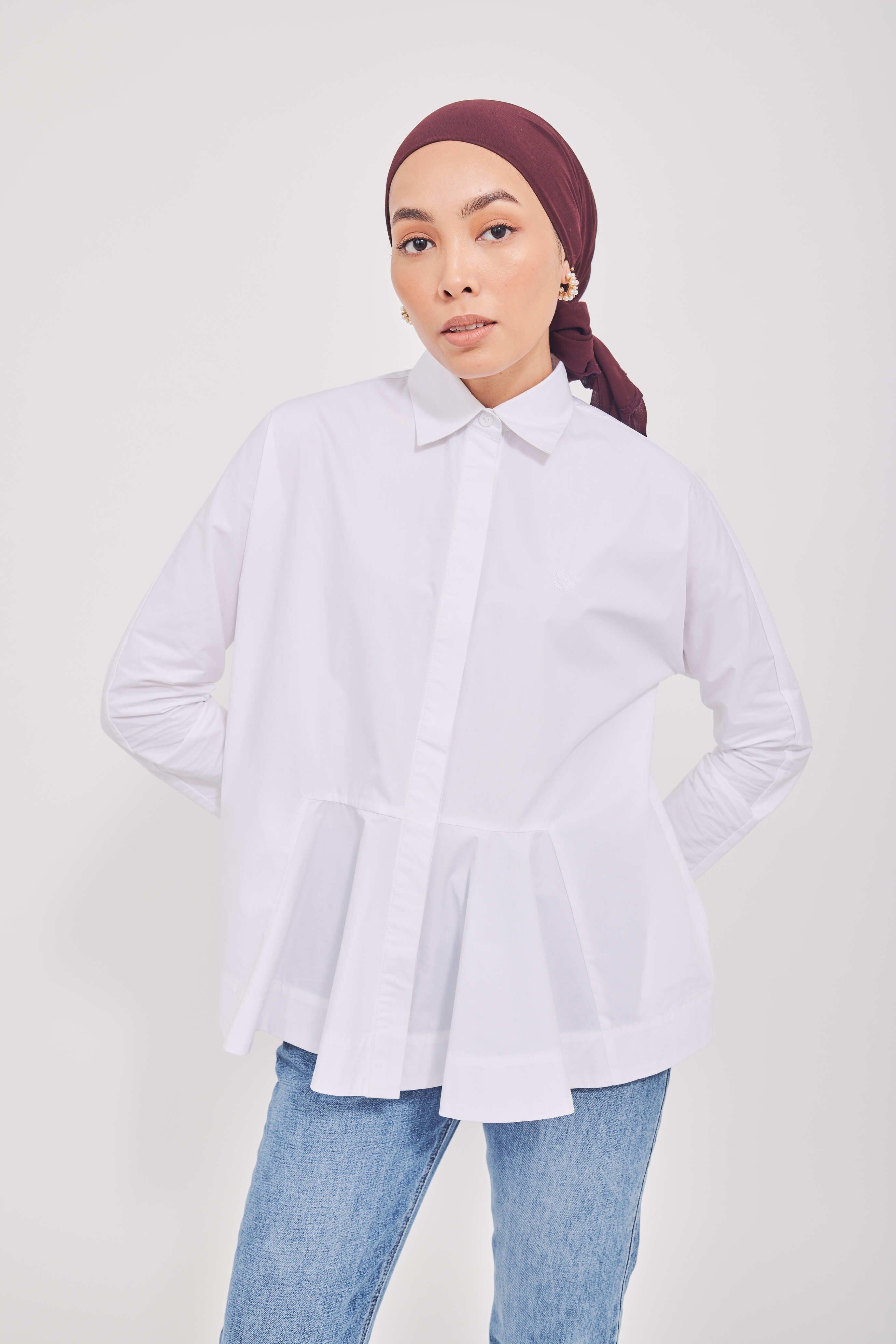 White Cotton Flare Top - Mimpikita