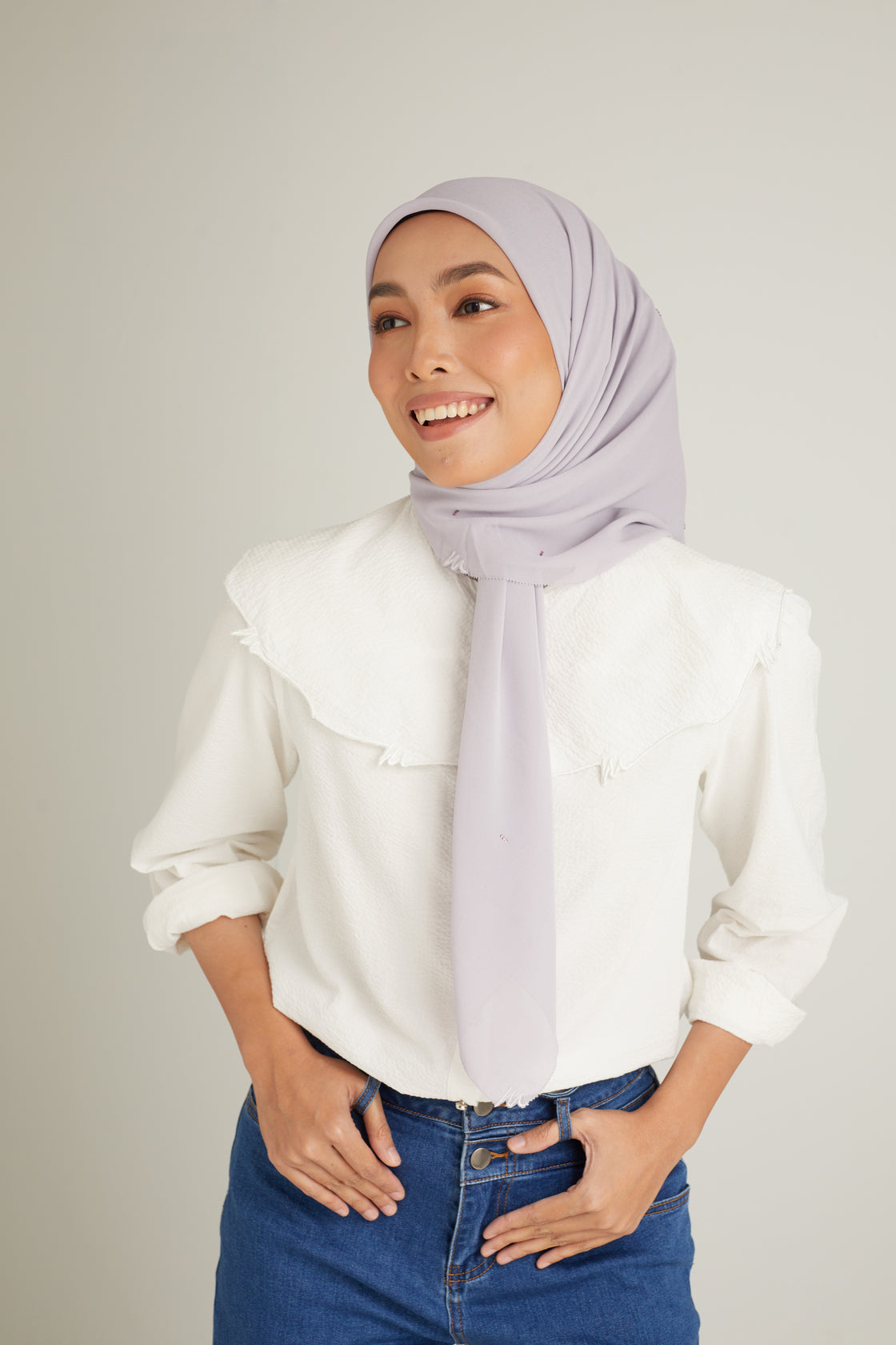 Clara Lilac Grey Head Scarf 