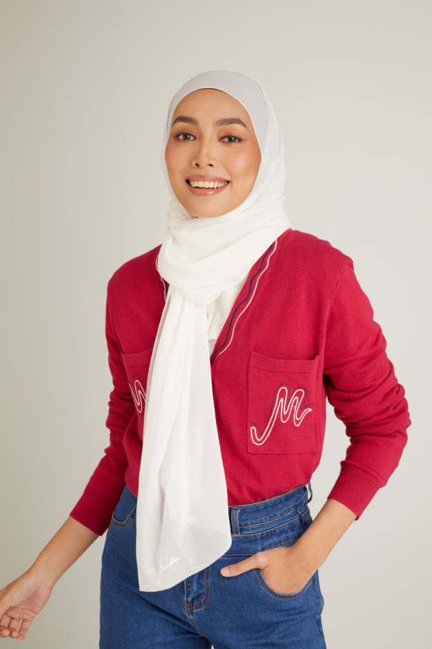 Cacia Off White Chiffon Shawl 