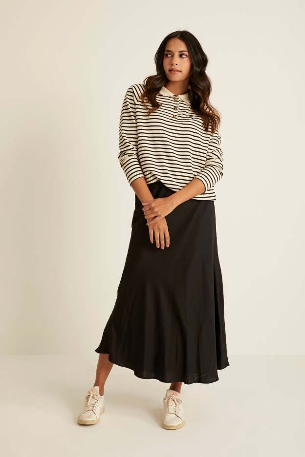 Ivory Striped Wool Top for Women