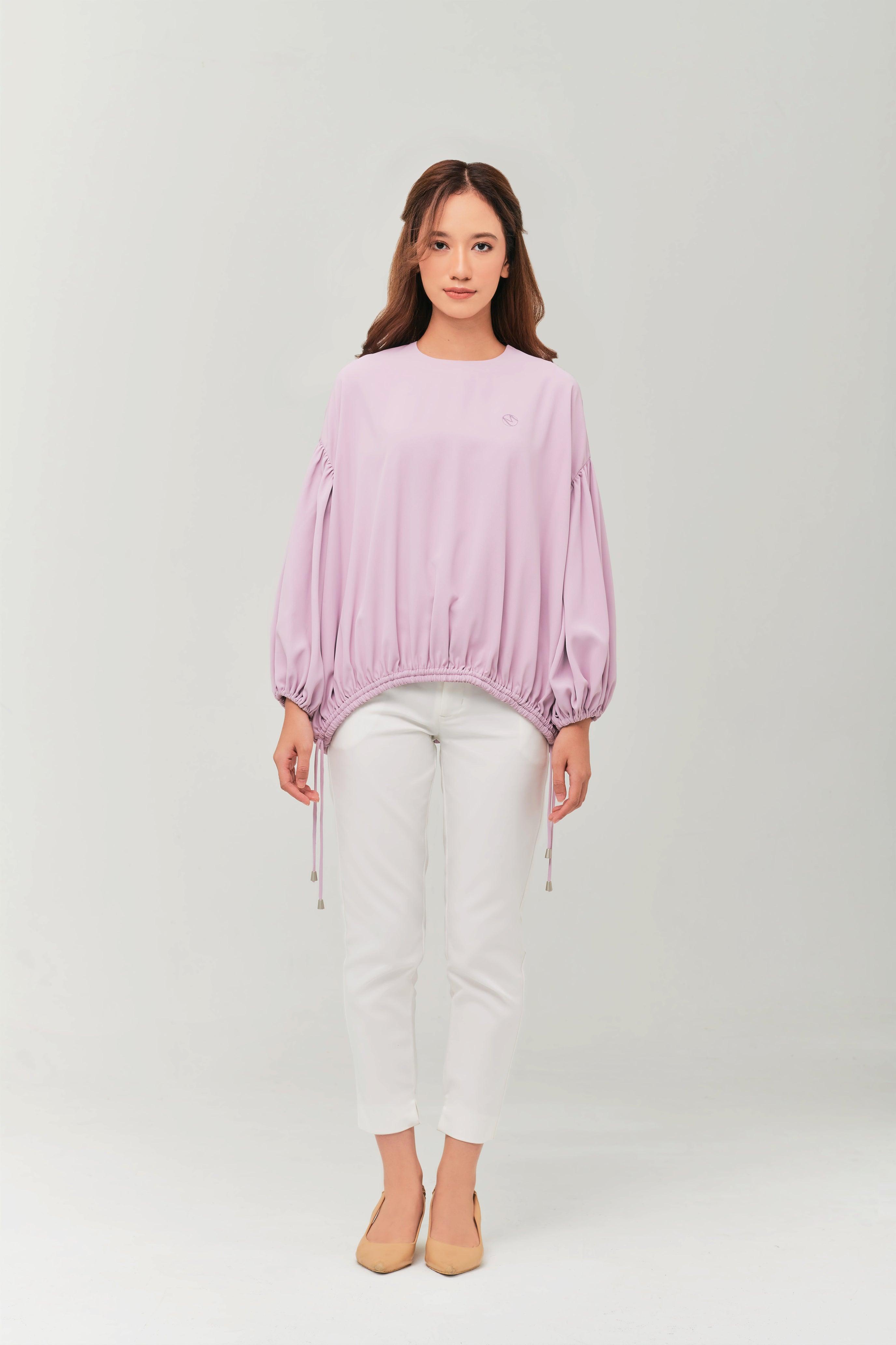 Maeve Lilac Color Balloon Sleeve Top