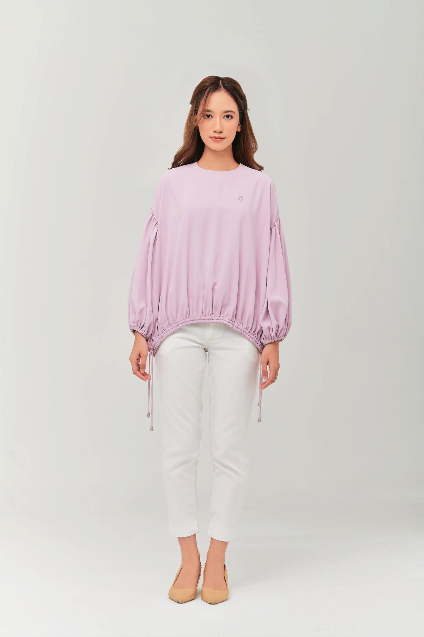 Maeve Lilac Color Balloon Sleeve Top