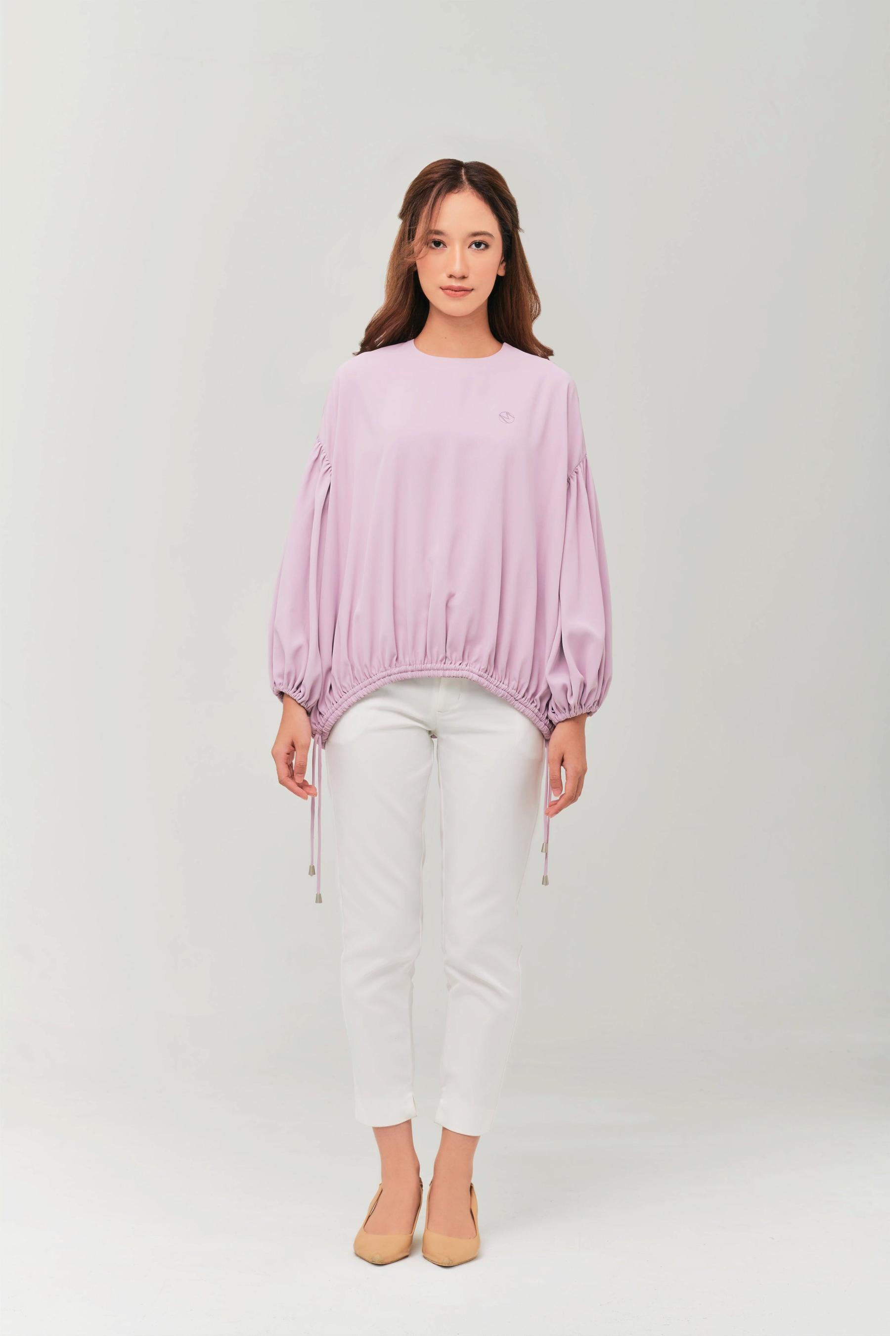Maeve Lilac Color Balloon Sleeve Top