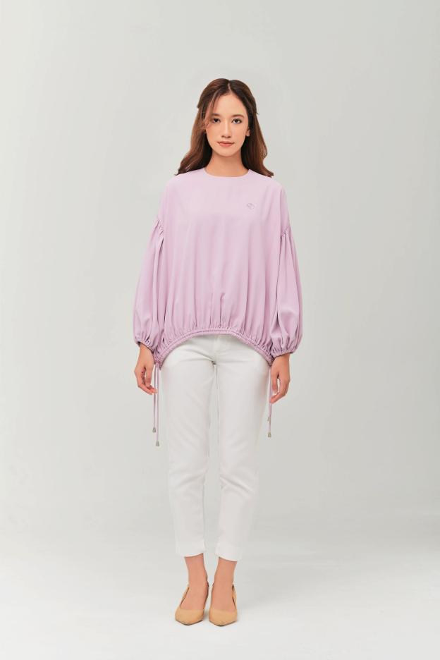 Maeve Lilac Color Balloon Sleeve Top