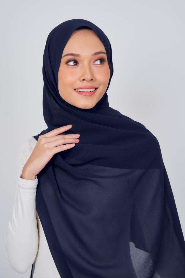 Women's Chiffon Shawl in Navy Blue