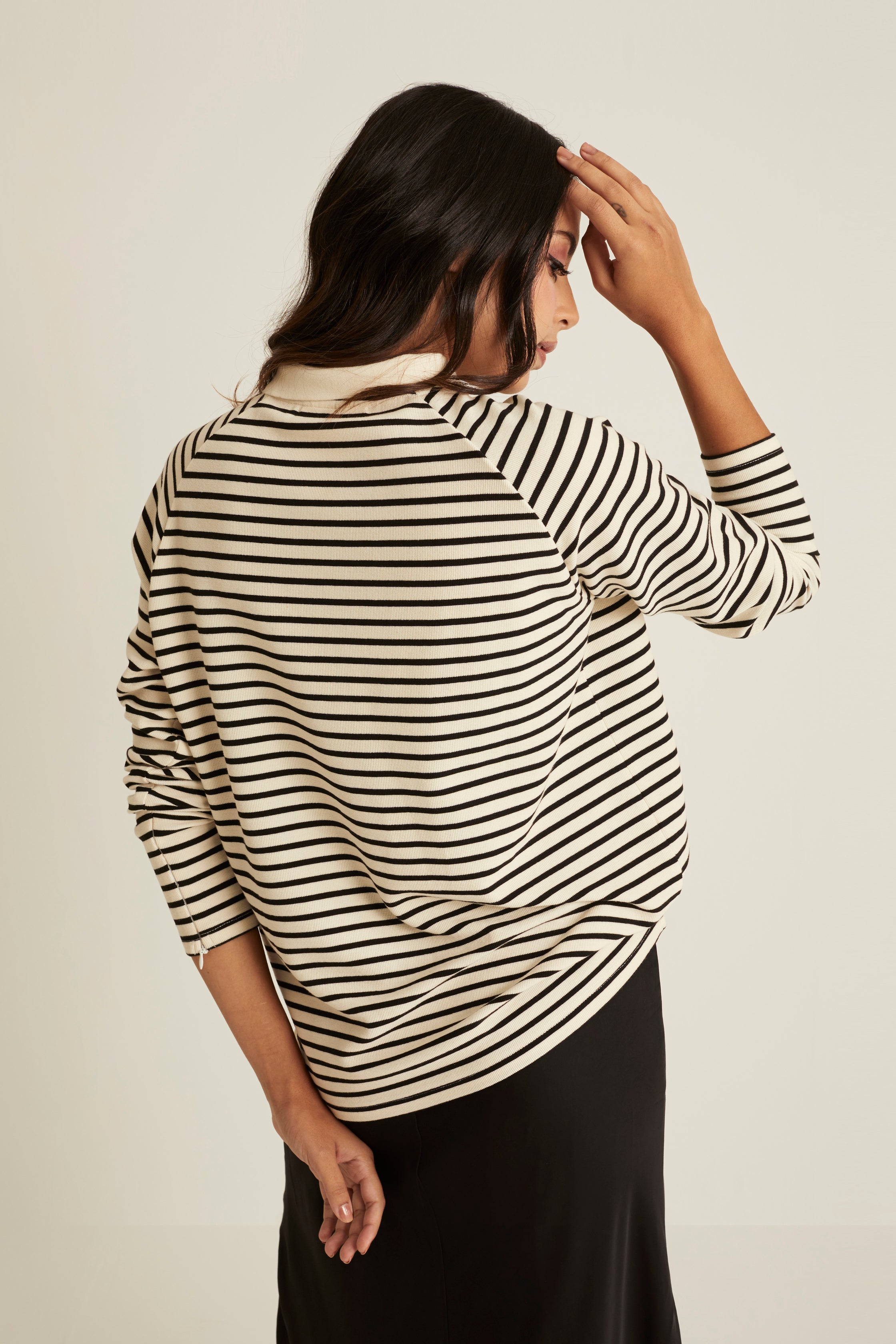 Ivory Striped Wool Top for Women