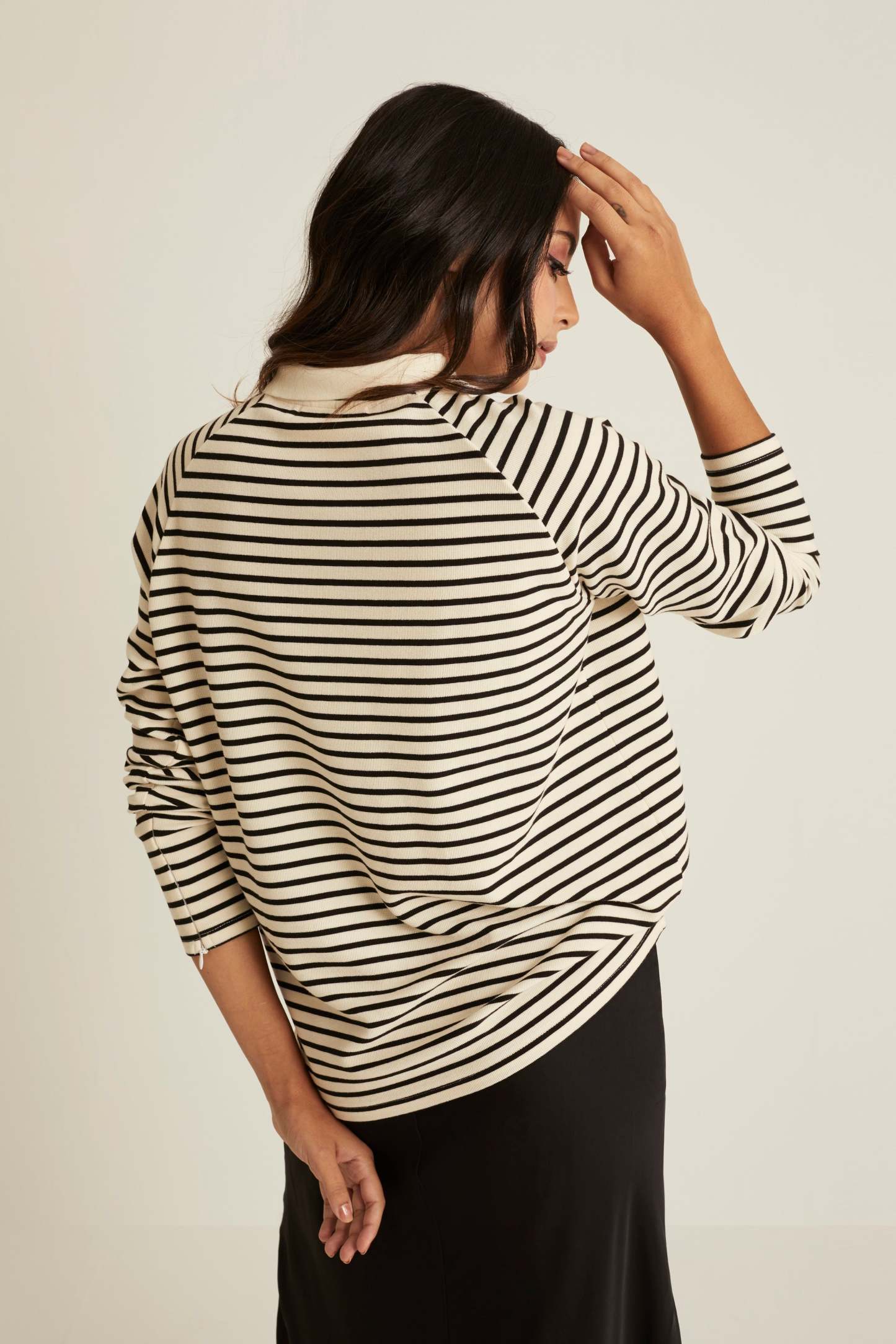 Ivory Striped Wool Top for Women