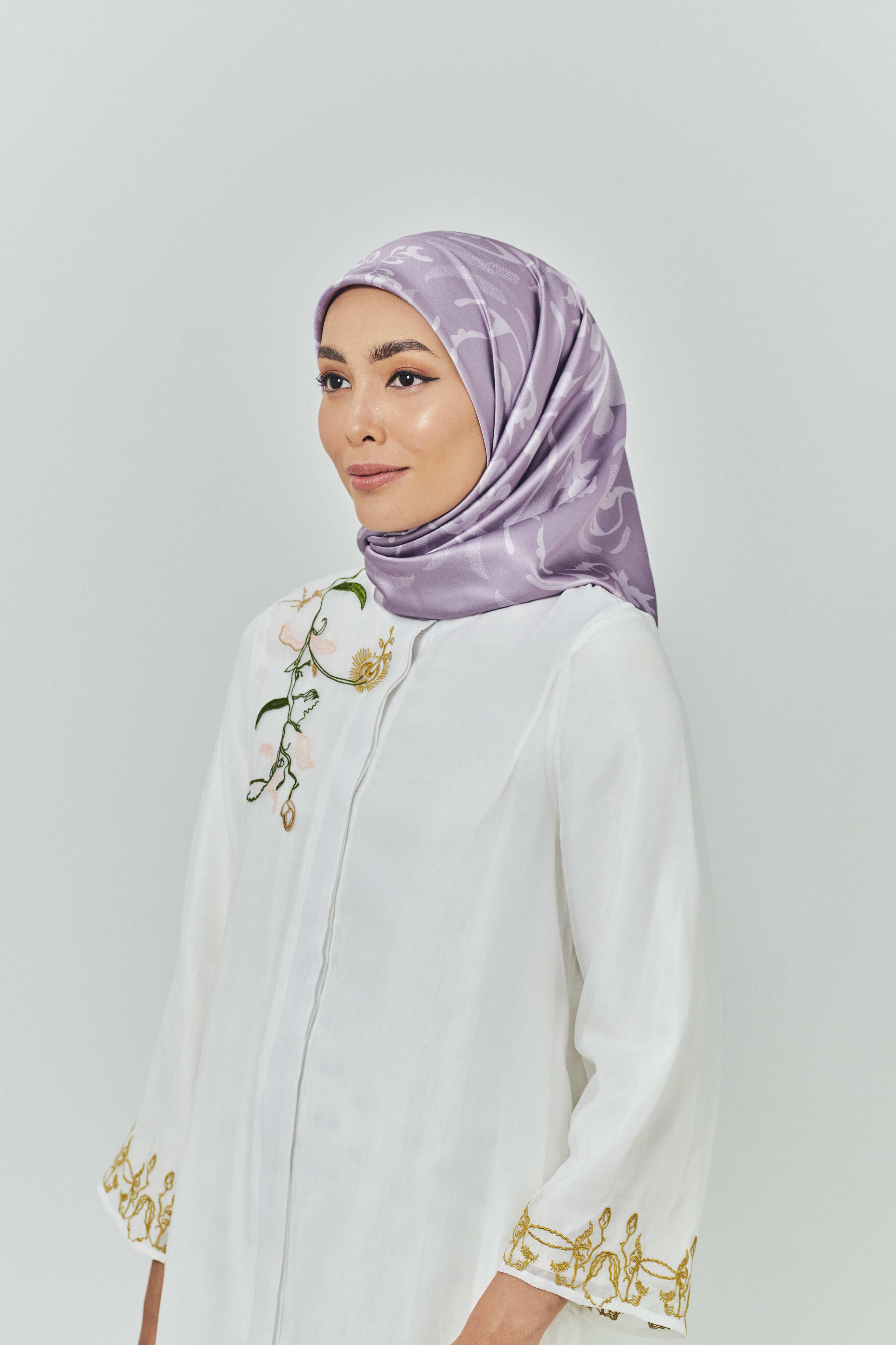 Hanna Purple Satin Square Scarf