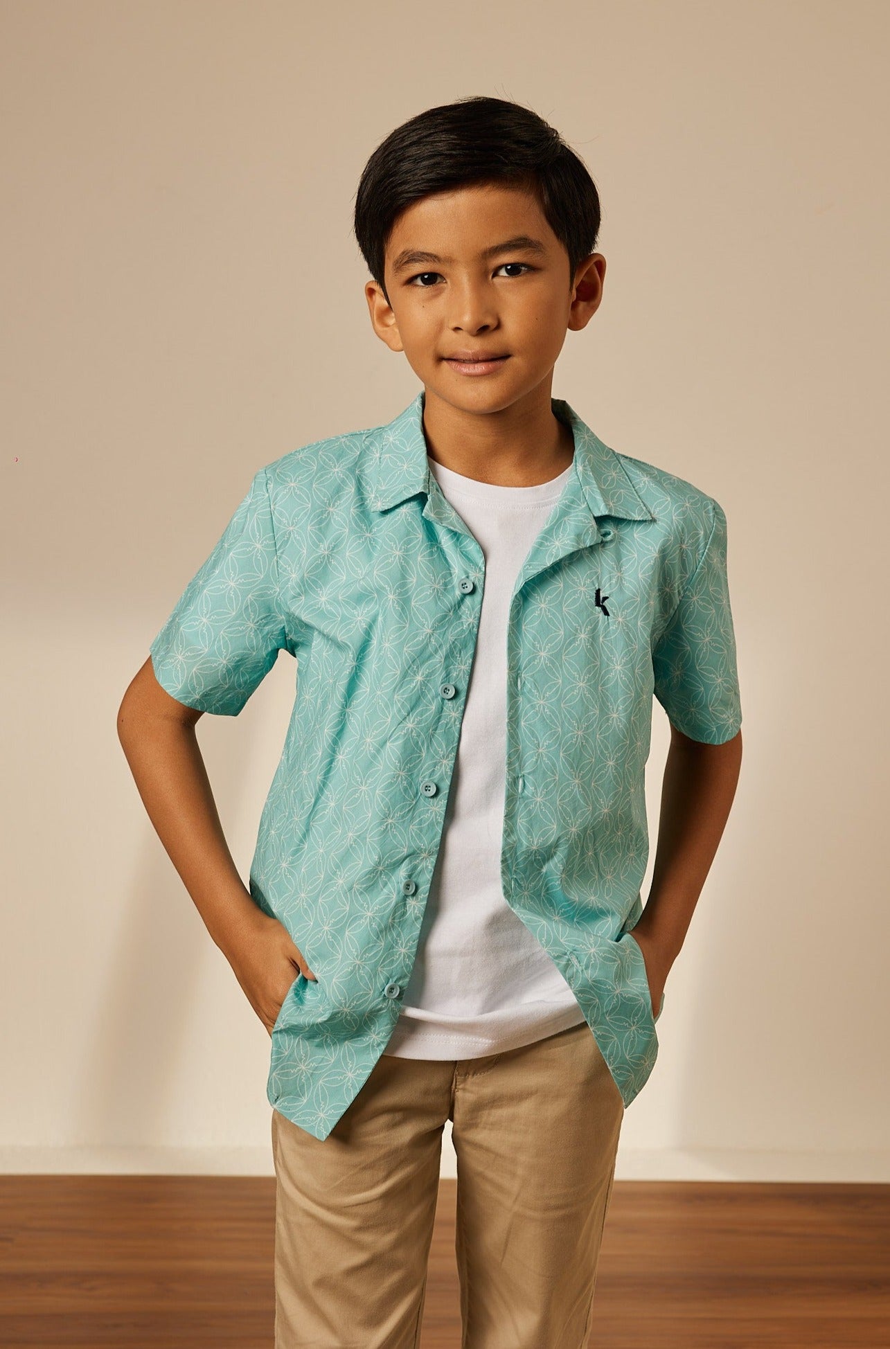 Mini Andika Baby Blue Collared Button-Up Shirt