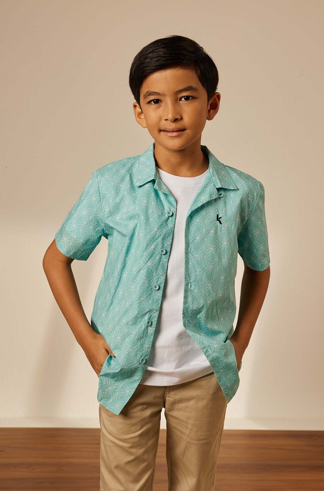 Mini Andika Baby Blue Collared Button-Up Shirt