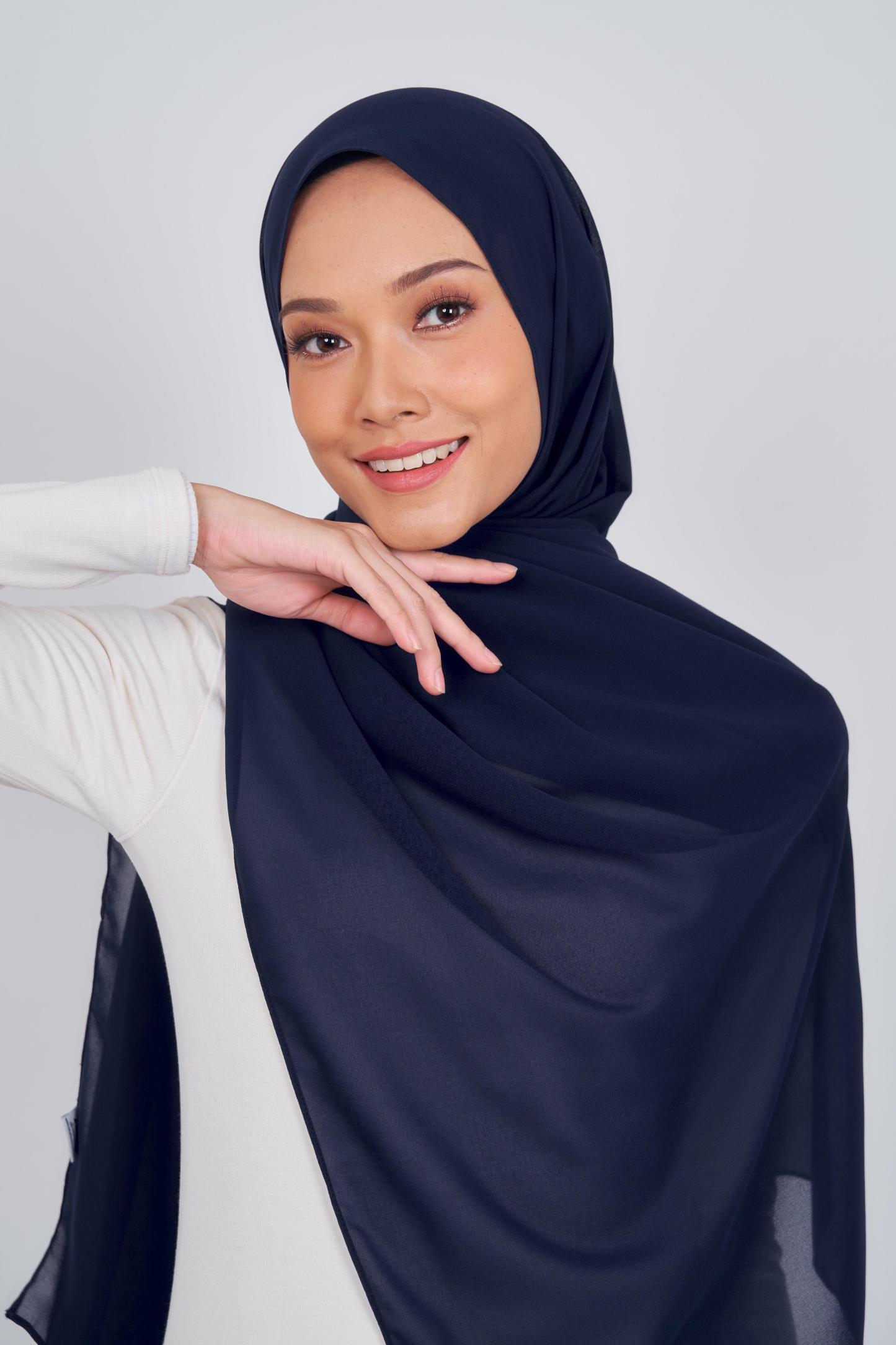 Women's Chiffon Shawl in Navy Blue
