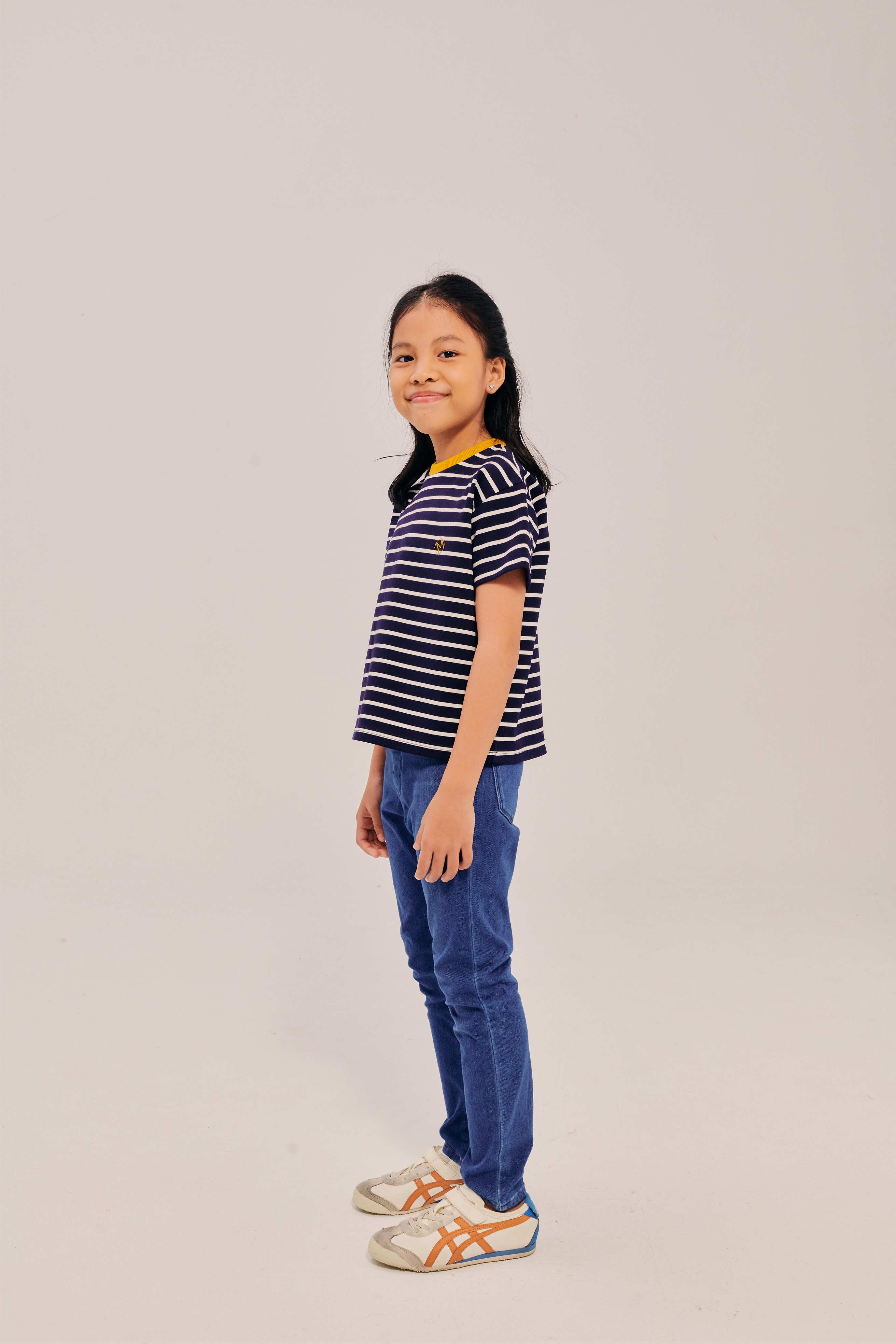 Mini Classic Embroidered Navy Short Sleeve Striped Shirt
