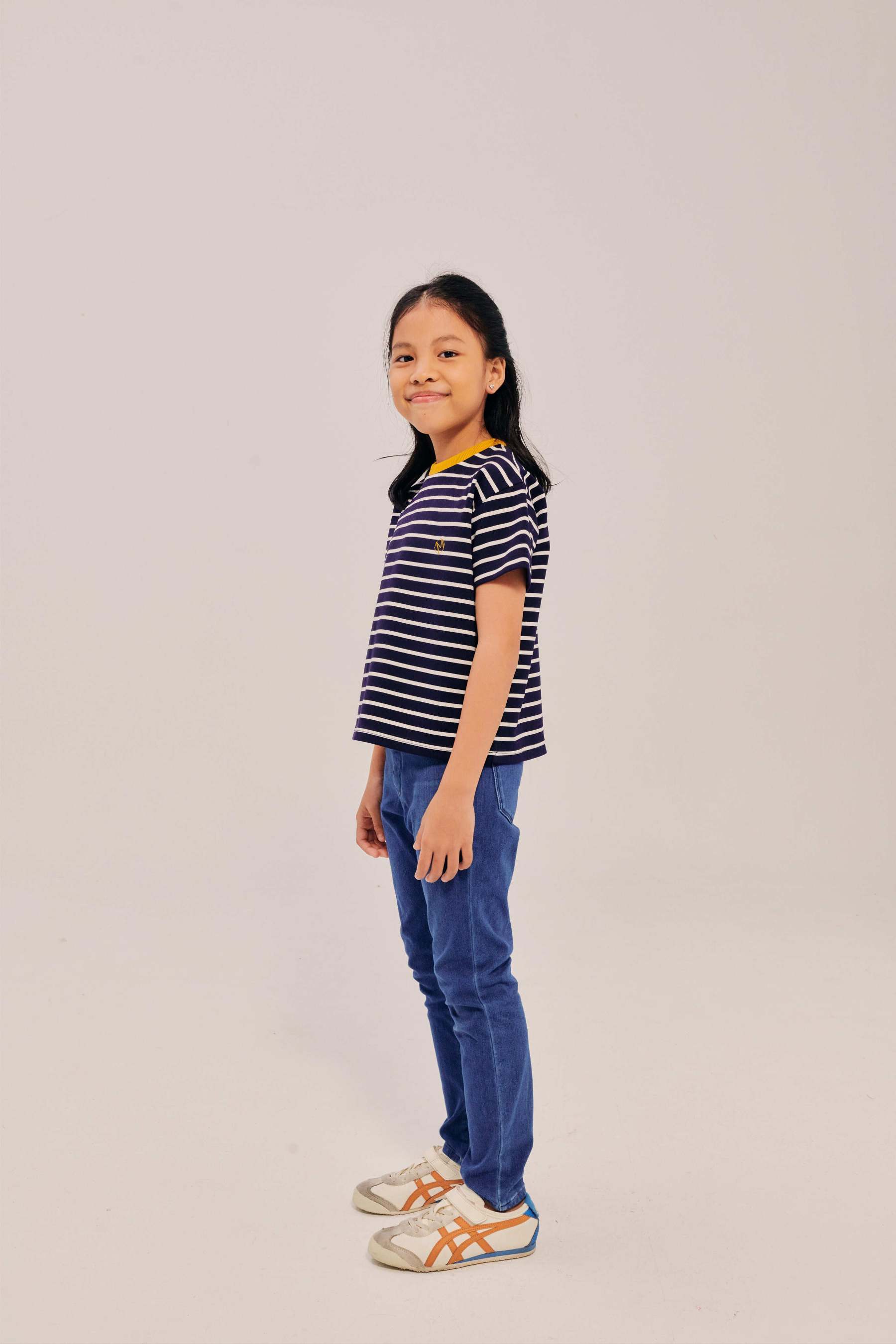 Mini Classic Embroidered Navy Short Sleeve Striped Shirt