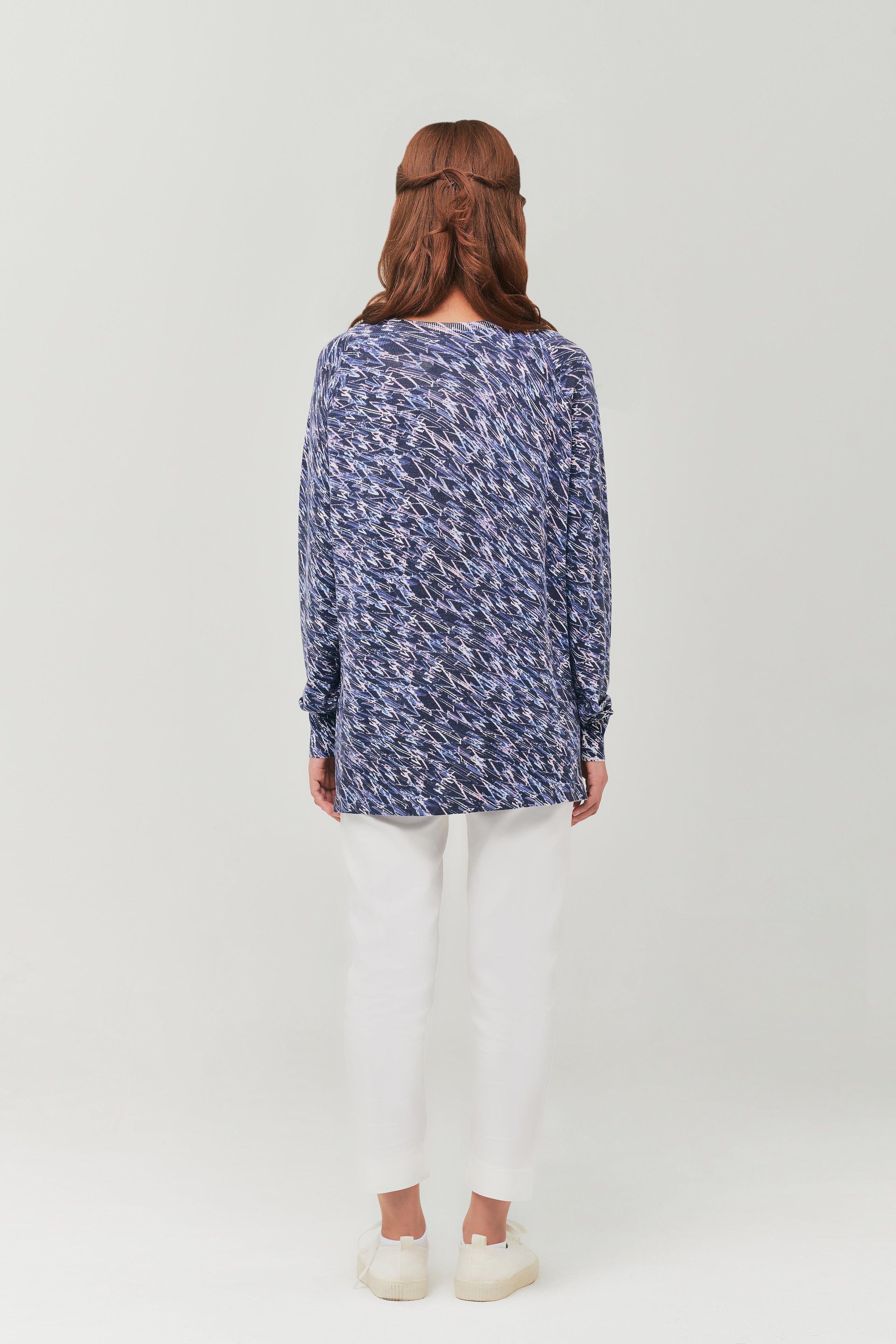 Maeve Navy Blue High Neck Wool Top