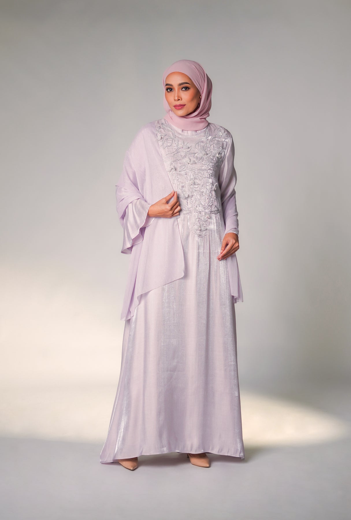 Nayla Lilac Floral Abaya Set