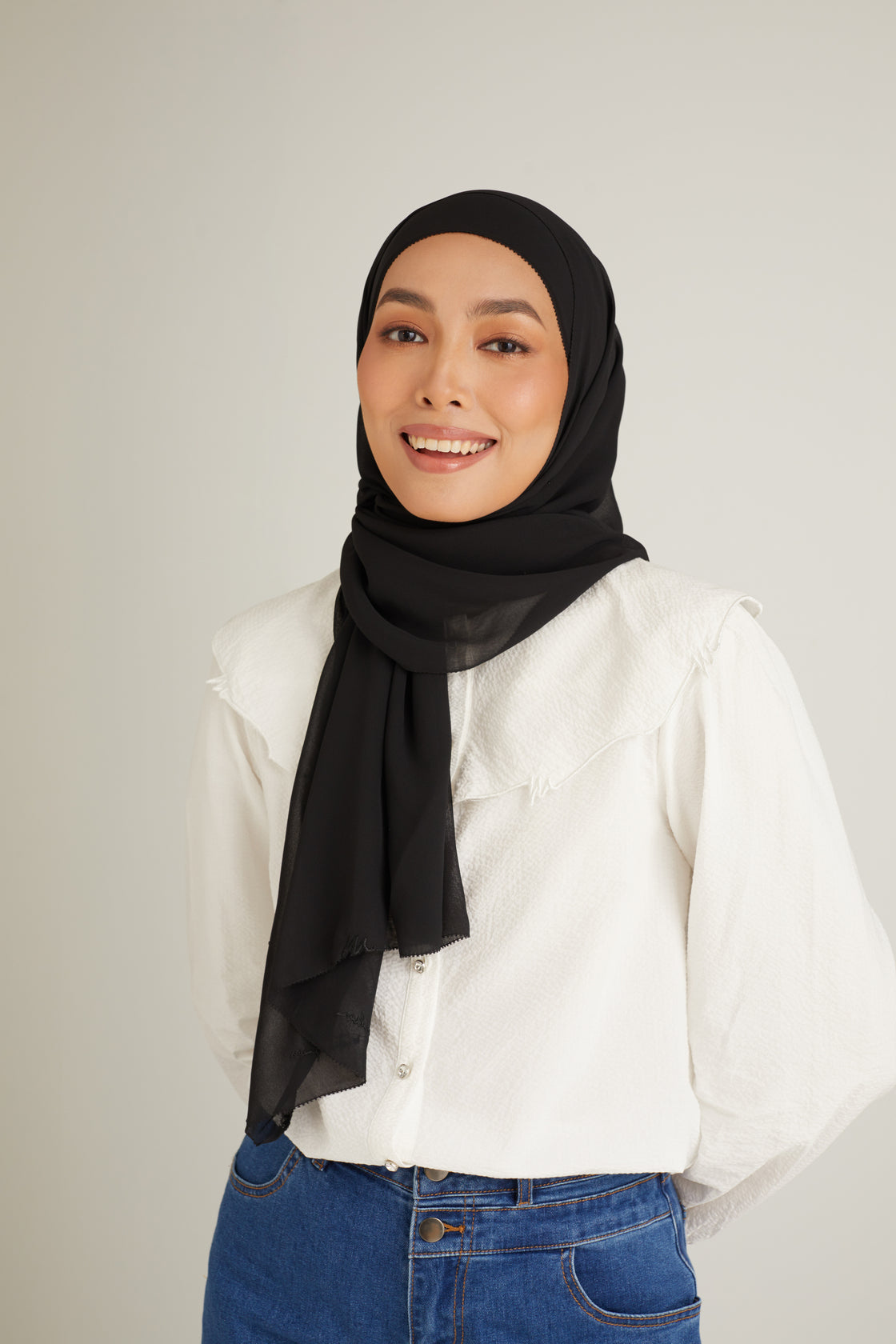 Cacia Black Chiffon  Shawl 