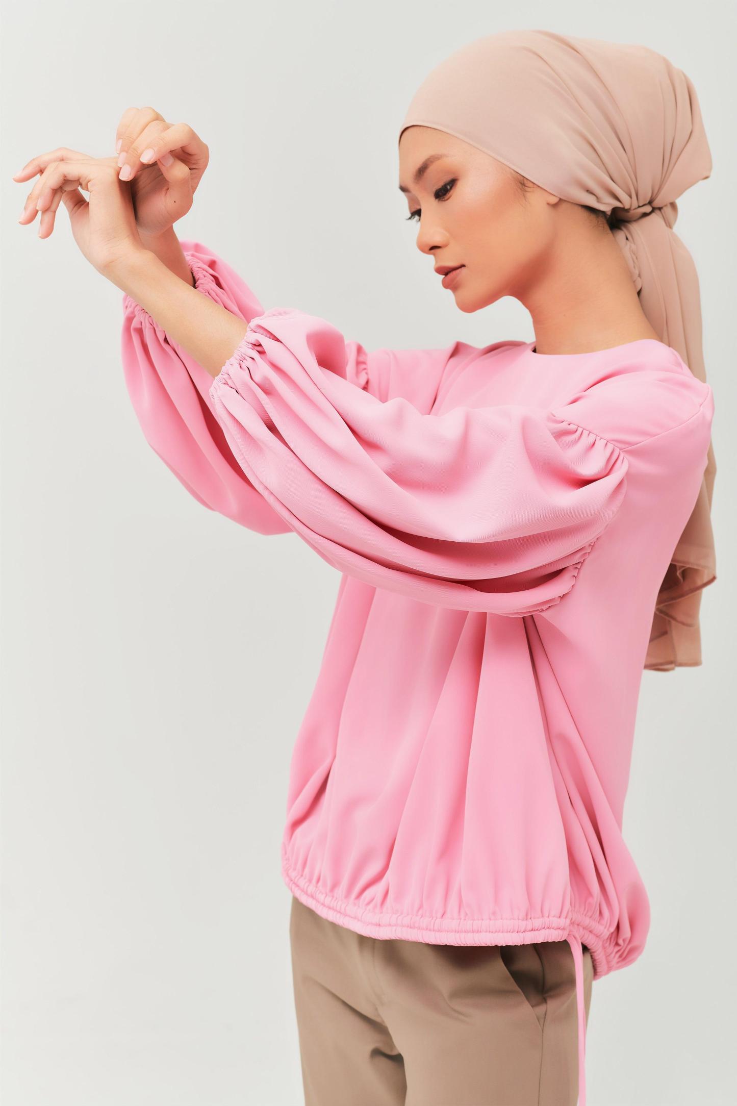Maeve Pink Balloon Sleeve Top