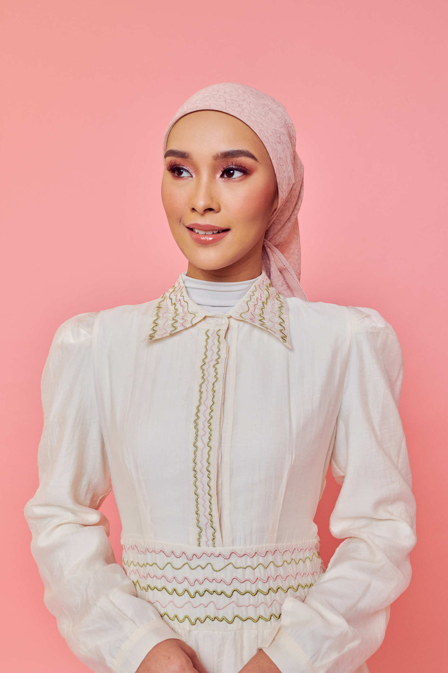 Odilia Ivory Collared Long Sleeve Dress